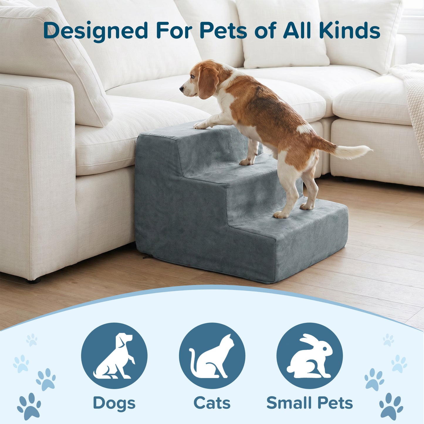 3-Step Nonslip Foam Pet Staircase