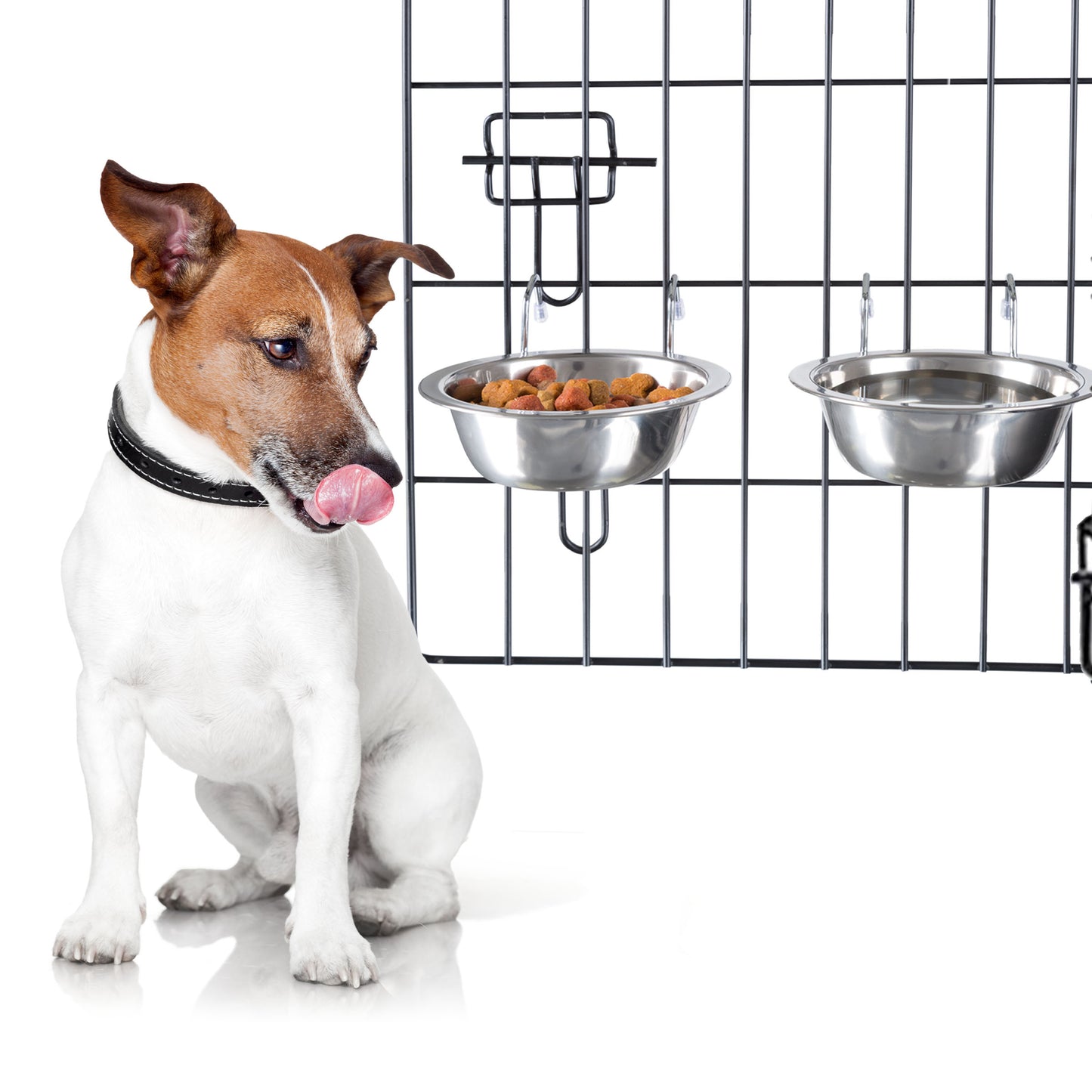Stainless-Steel Hanging Dog Bowl Set