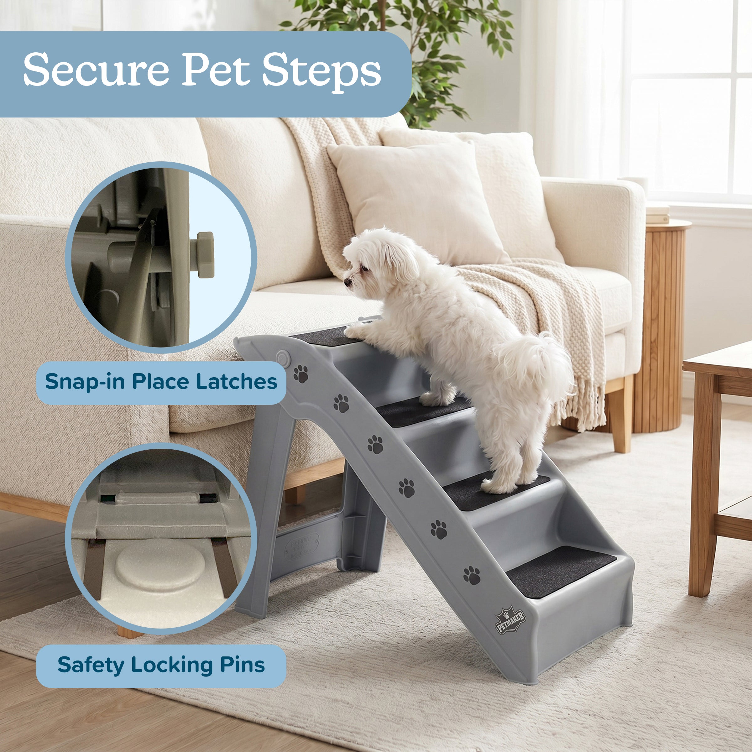 Dog Stairs - Foldable Pet Stairs with 4-Step Design for Beds