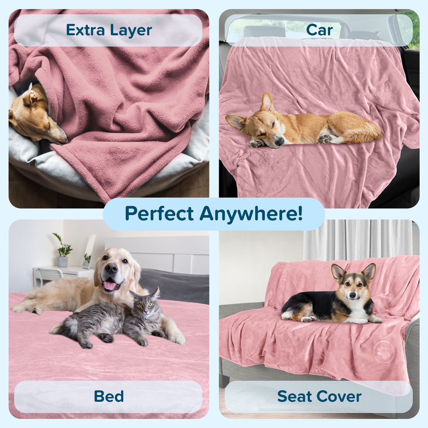 PETMAKER 50x60-Inch Waterproof Dog Blanket, Pink