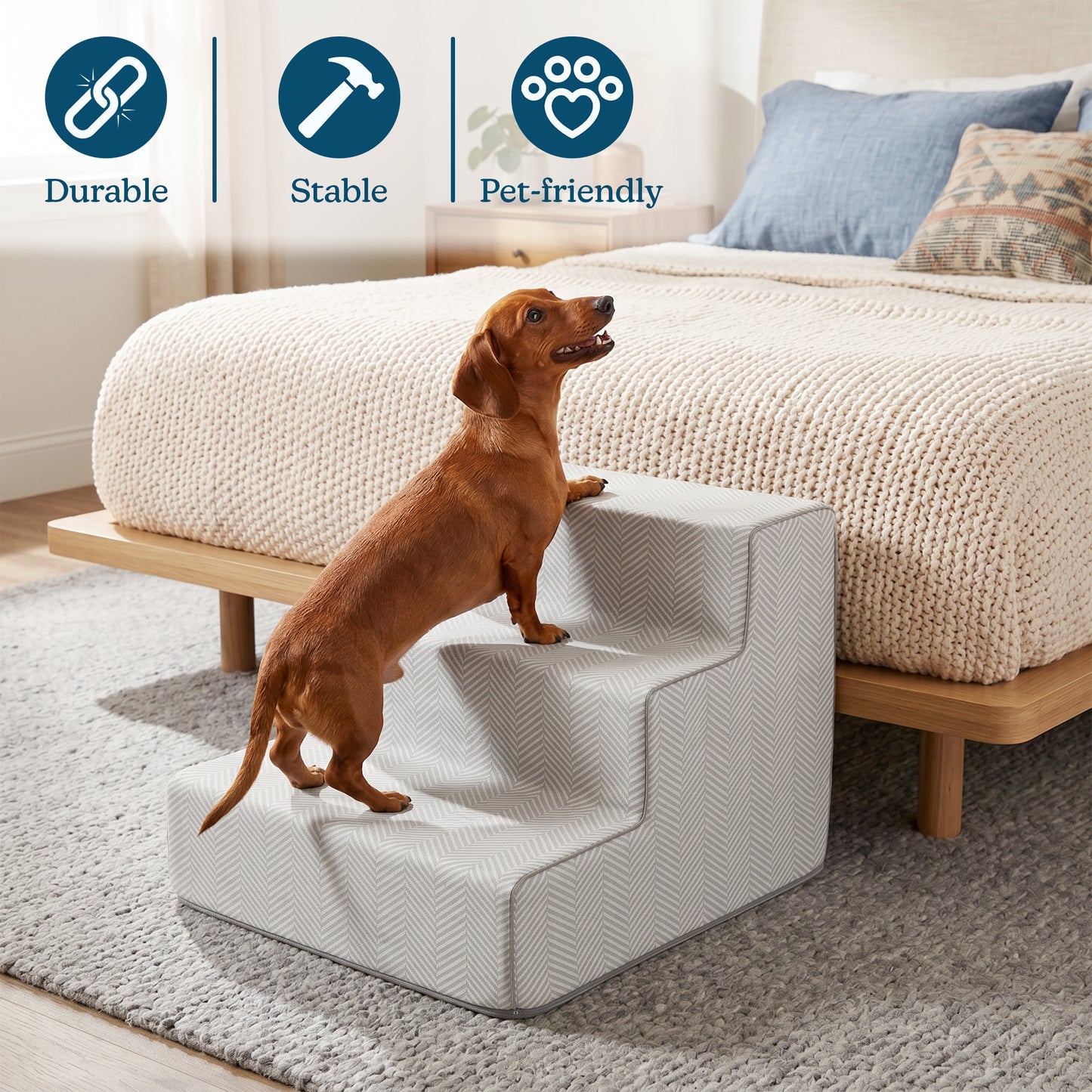 3-Step Nonslip Foam Pet Staircase
