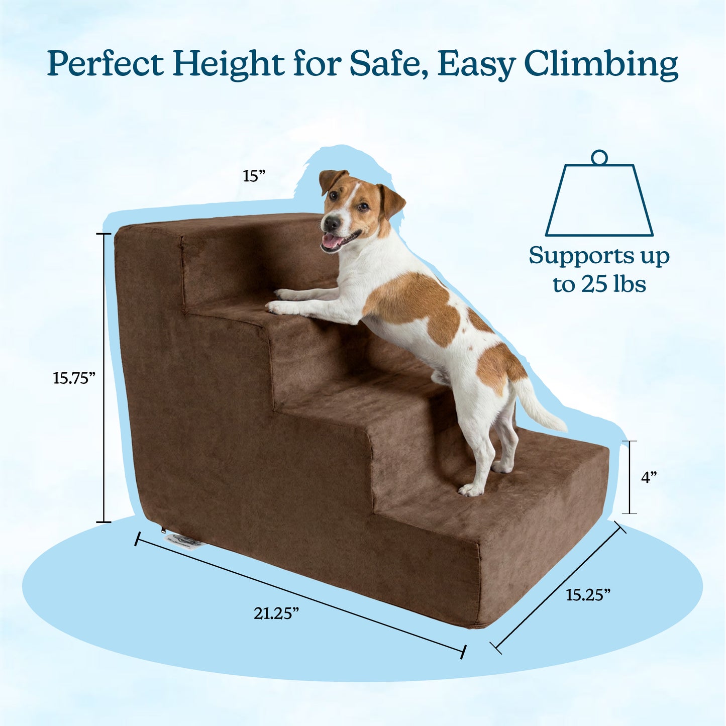 PETMAKER Foam Dog Stairs for Small Pets, Brown