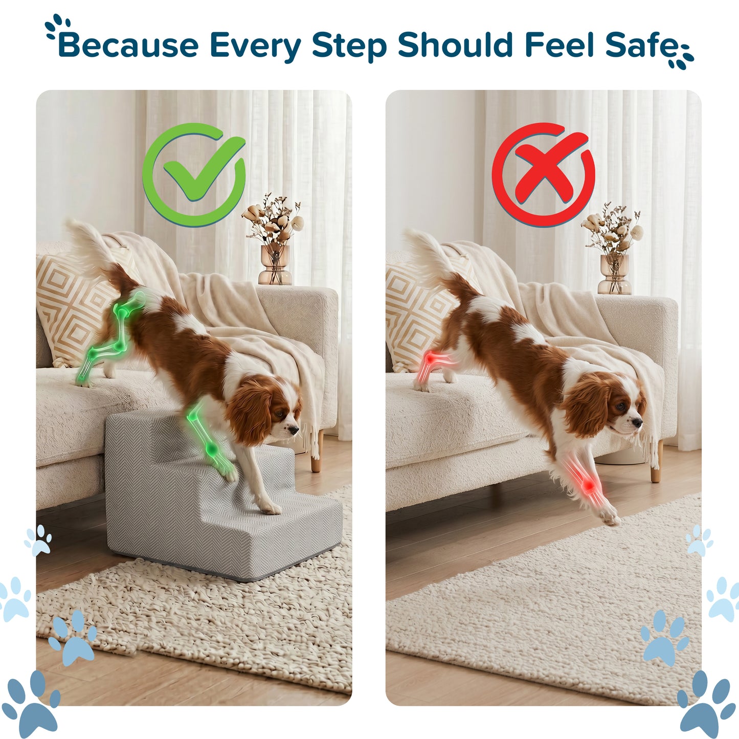3-Step Nonslip Foam Pet Staircase