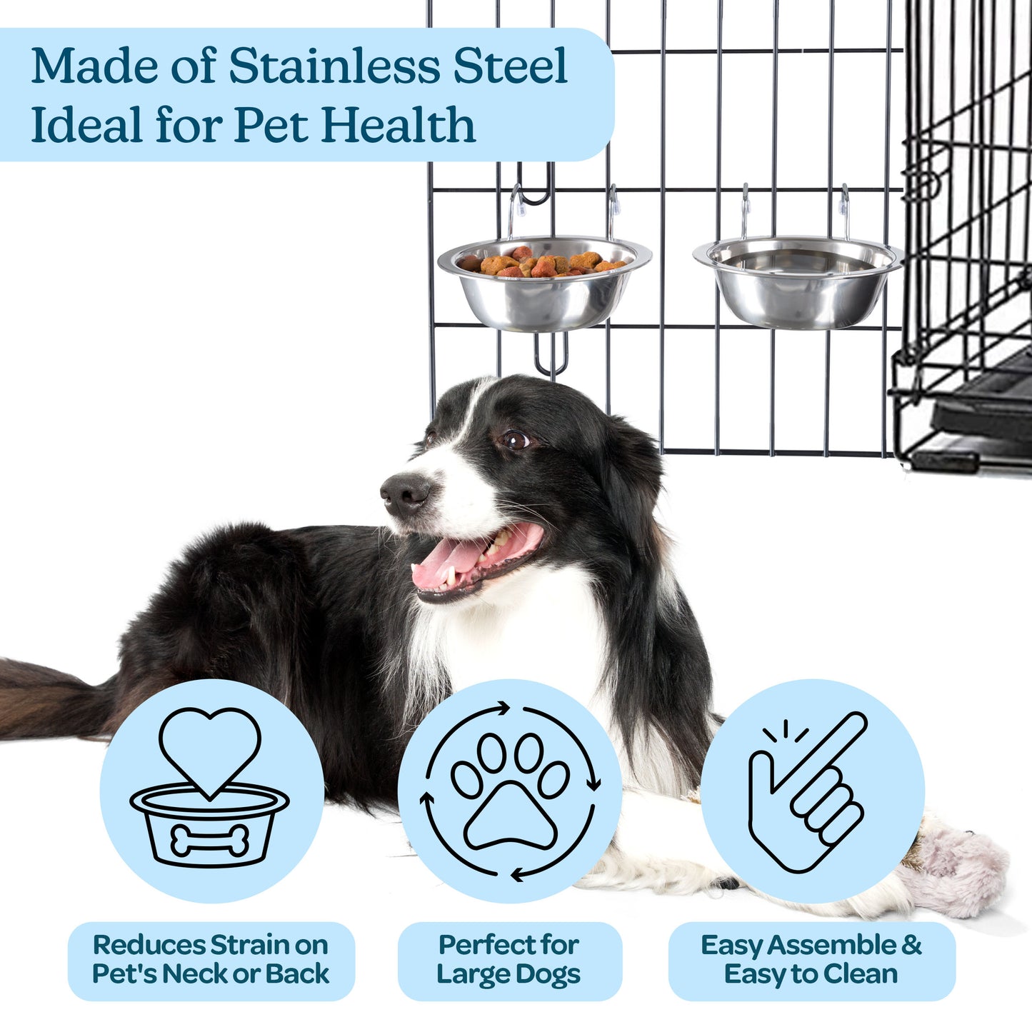 Stainless-Steel Hanging Dog Bowl Set