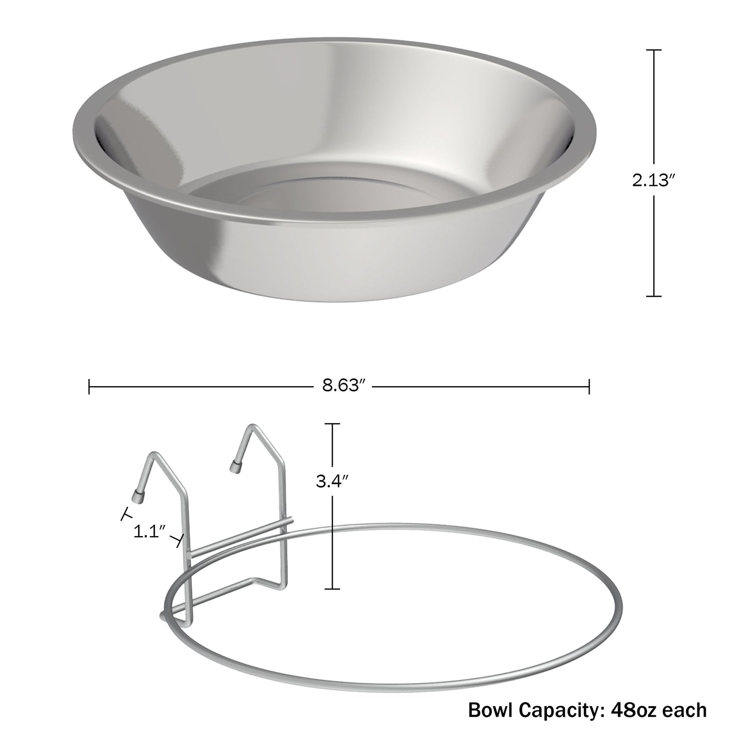 Stainless-Steel Hanging Dog Bowl Set