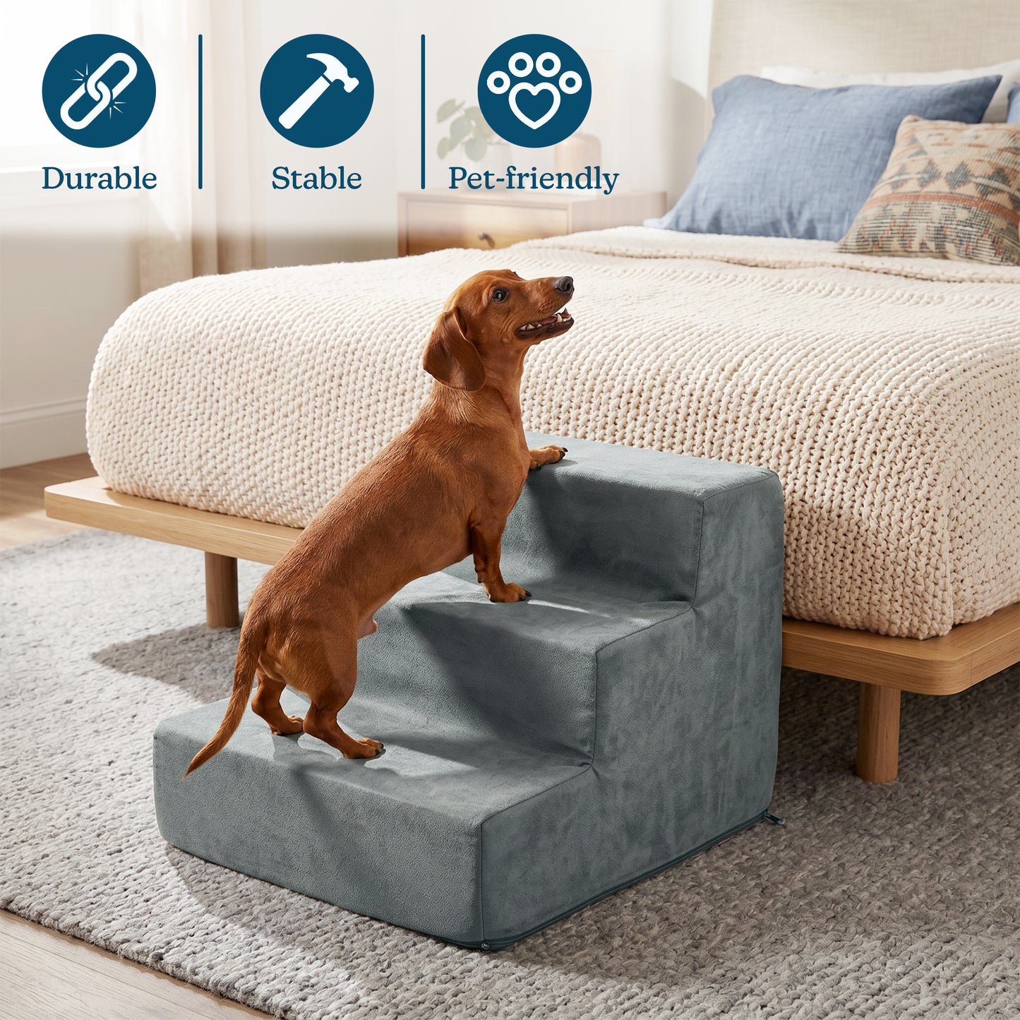 3-Step Nonslip Foam Pet Staircase