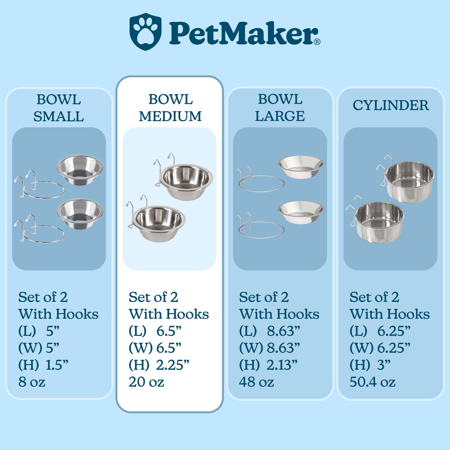 Stainless-Steel Hanging Dog Bowl Set