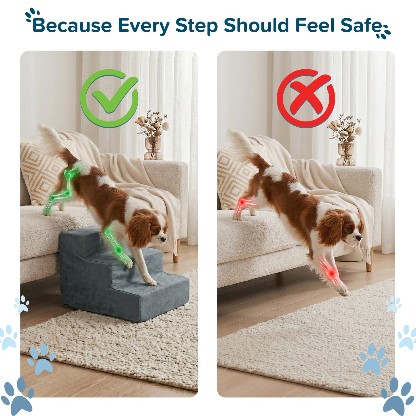3-Step Nonslip Foam Pet Staircase