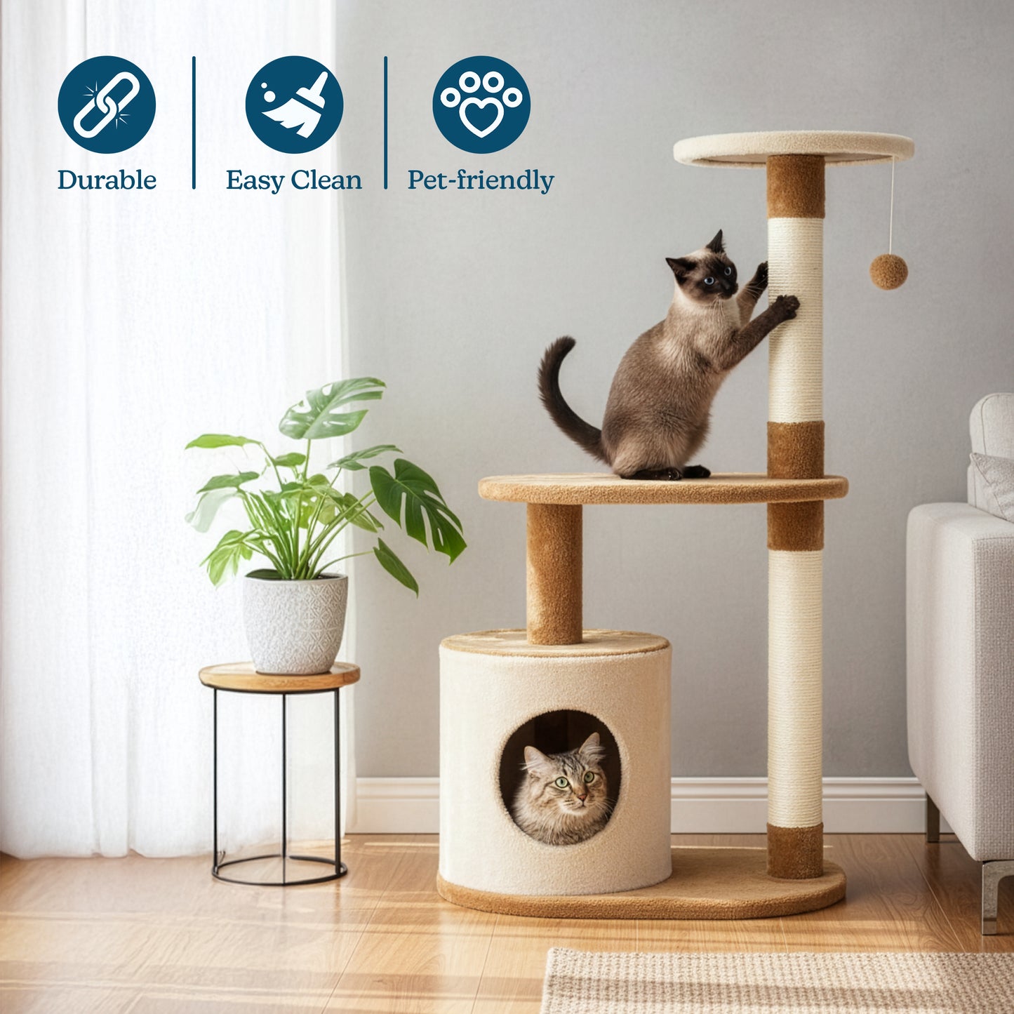 3-Tier Cat Tower with Scratch Posts