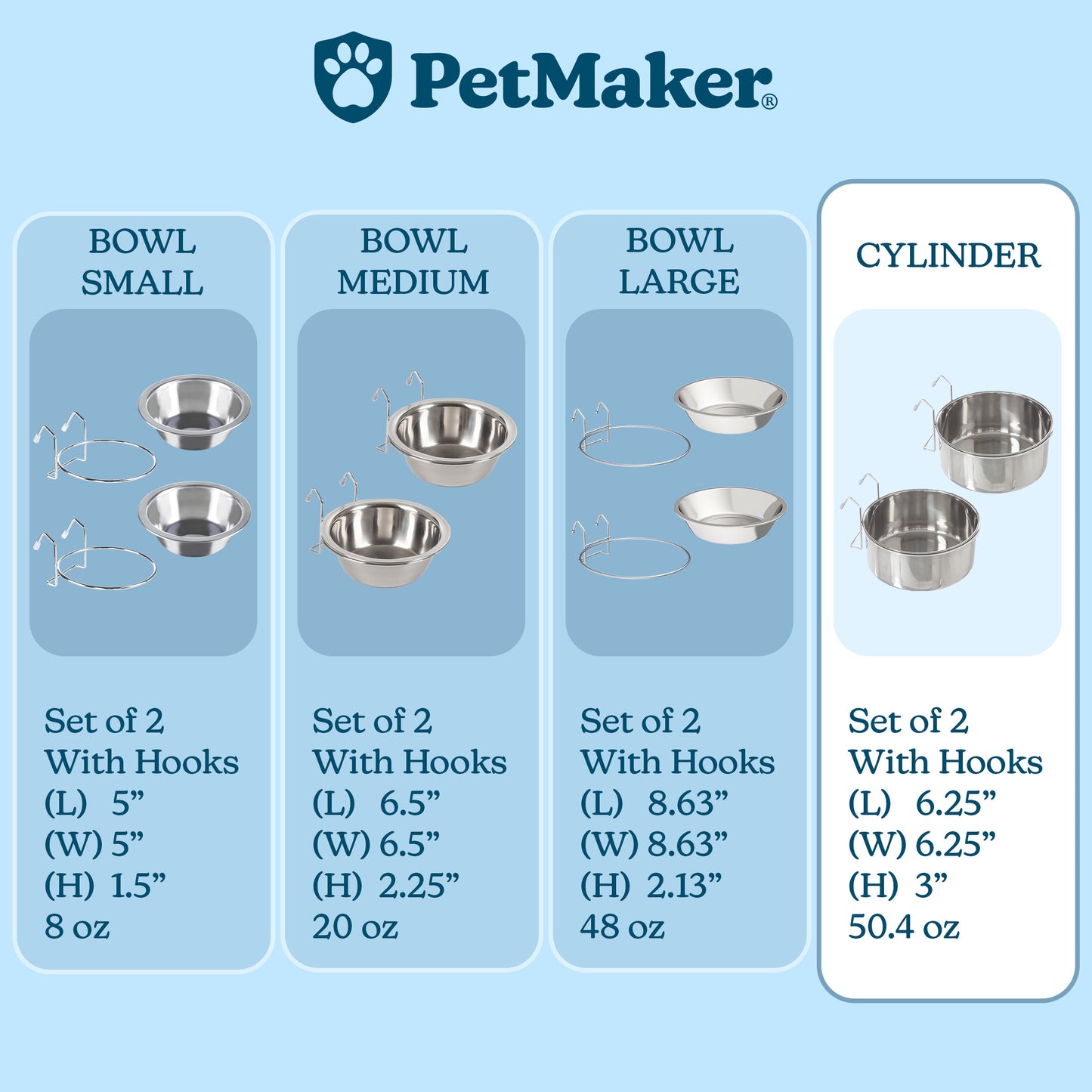 Stainless-Steel Hanging Dog Bowl Set