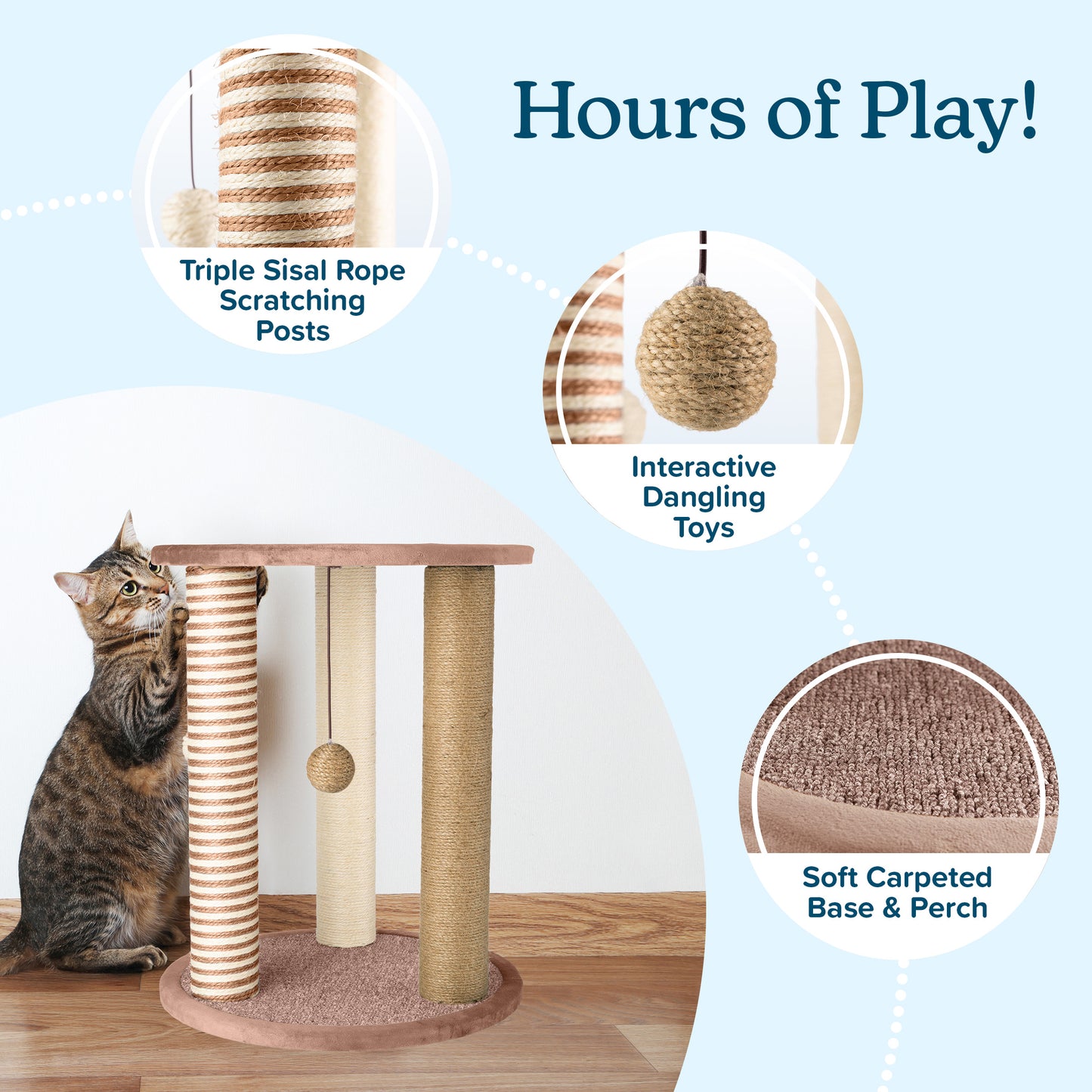 Cat Scratching Post Tower with 3 Posts