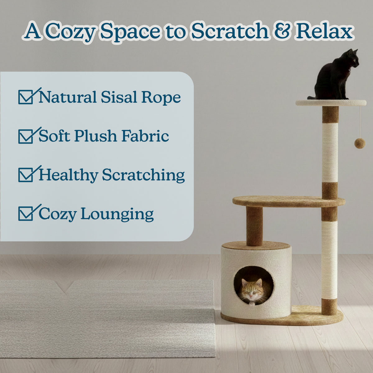 3-Tier Cat Tower with Scratch Posts