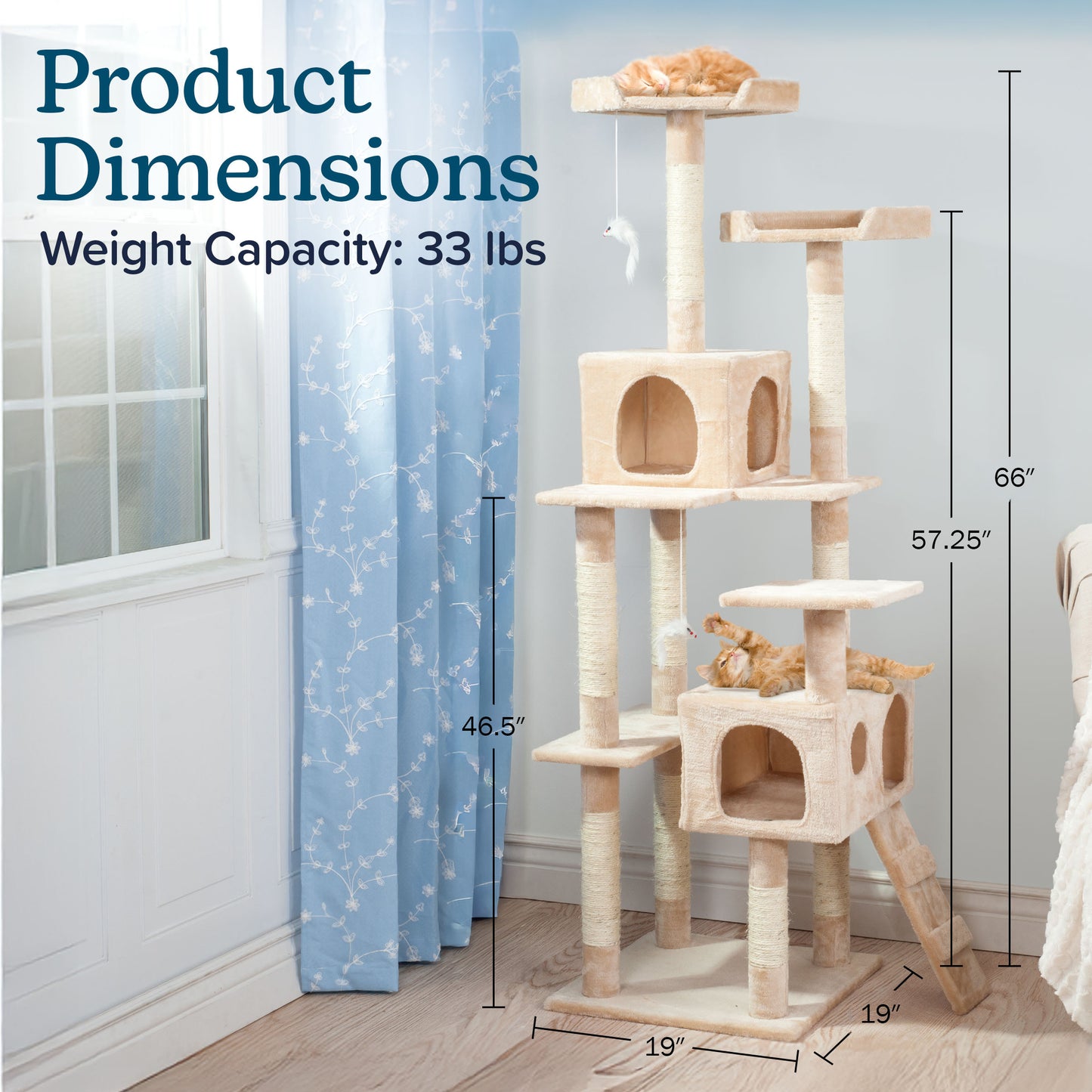 Pet Adobe 5.5FT Cat Tree with Scratch Posts, Beige