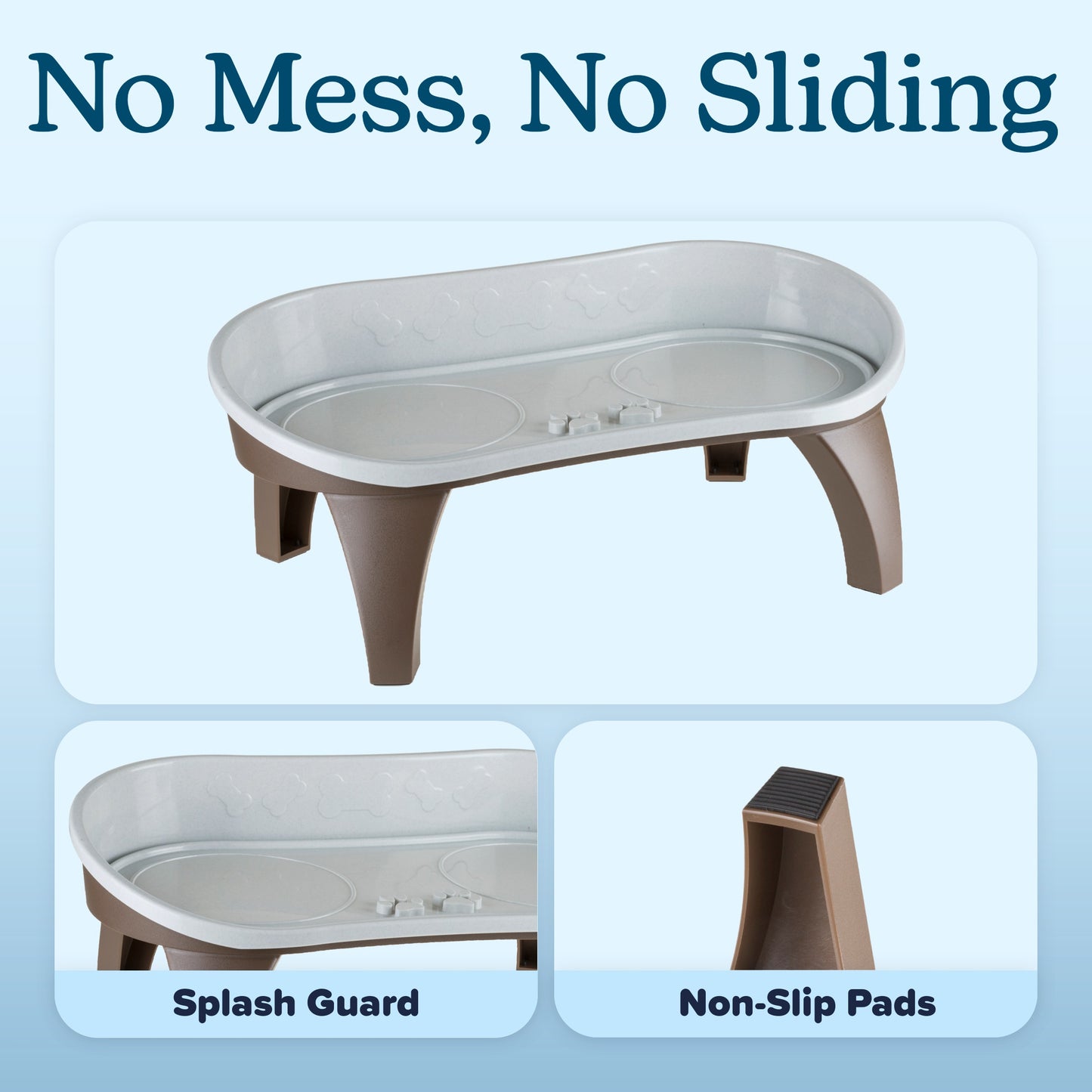Grepow 8.5-Inch-Tall Dog Bowl Stand, Brown