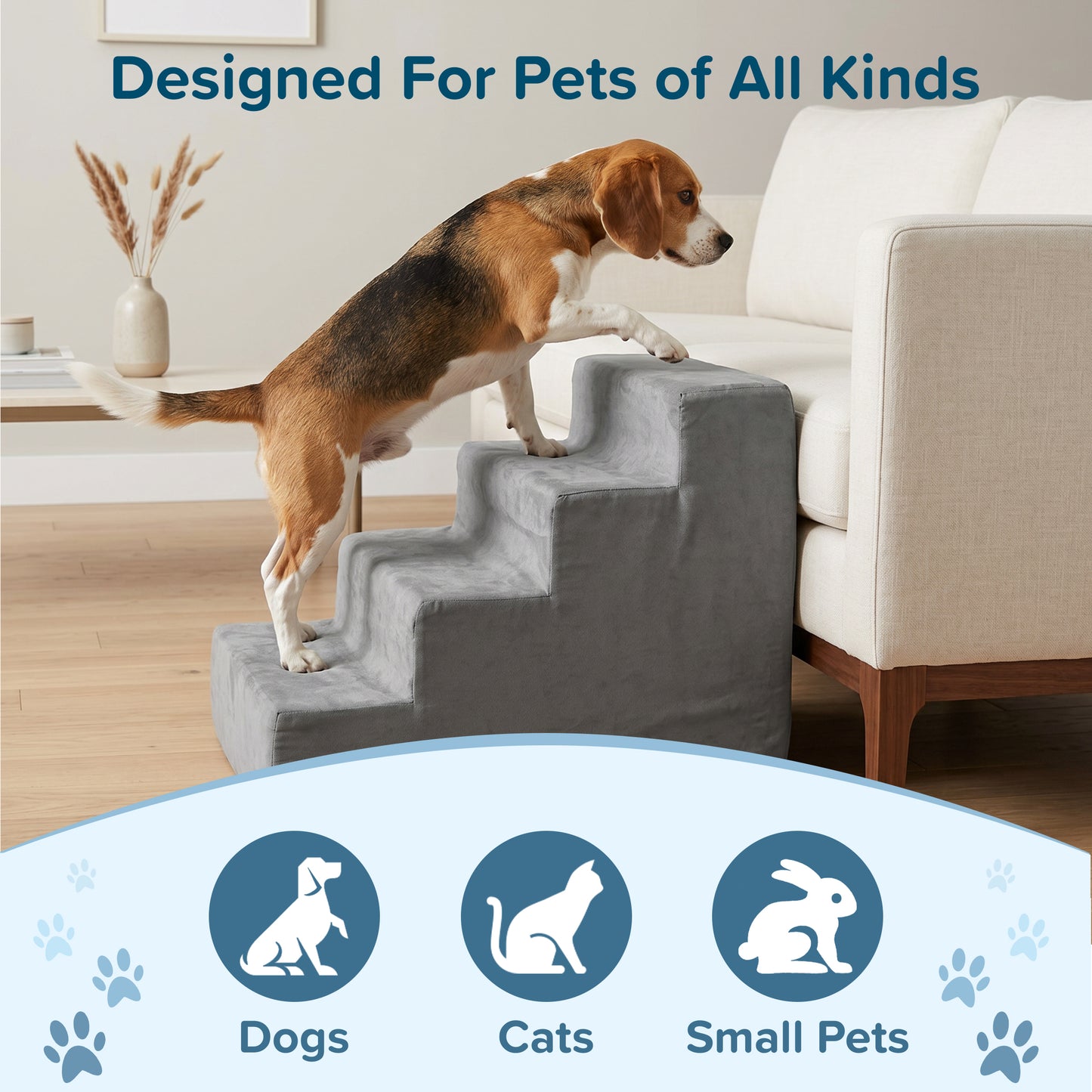 4-Step Nonslip Foam Pet Staircase