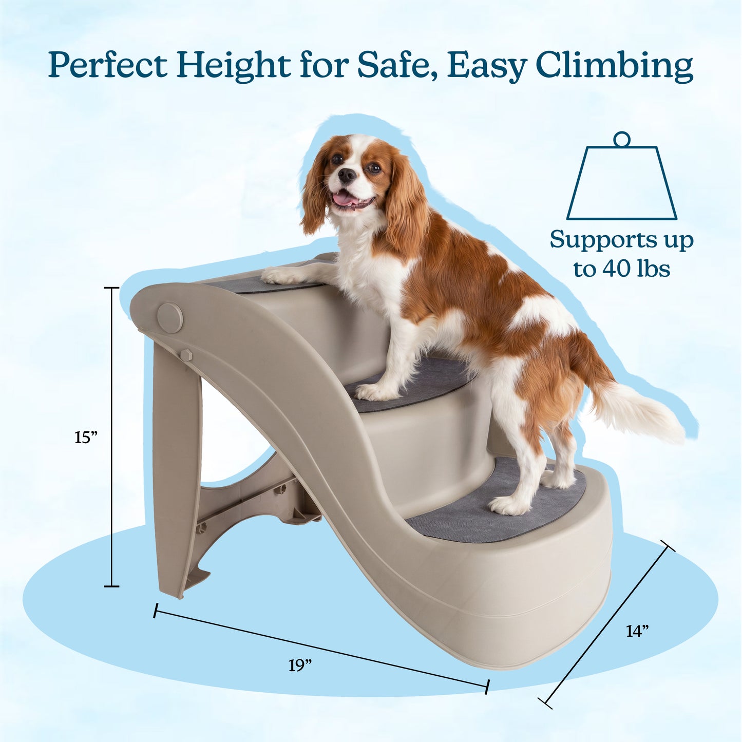 PETMAKER 3-Step Pet Stairs for Small Dogs, Tan