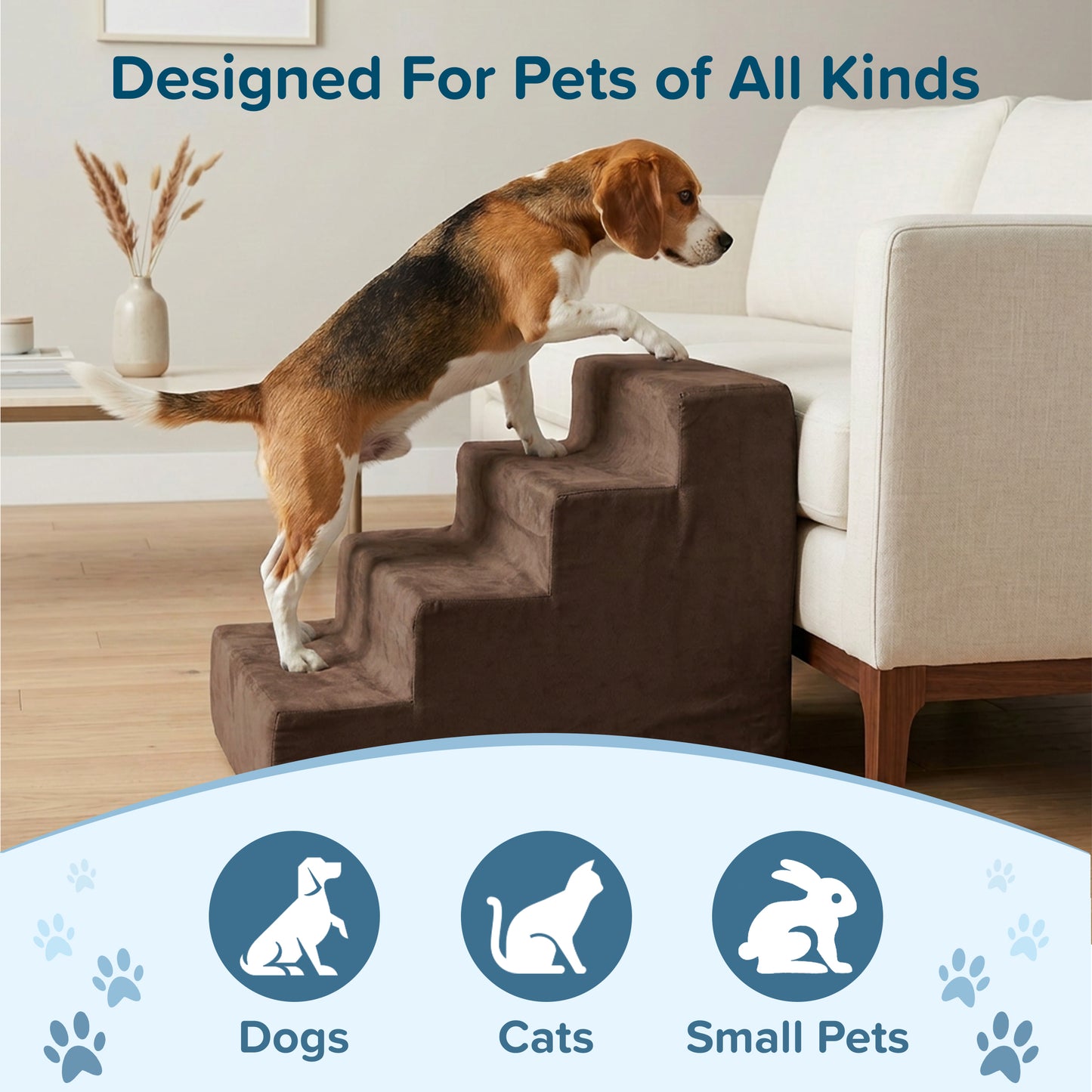PETMAKER Foam Dog Stairs for Small Pets, Brown