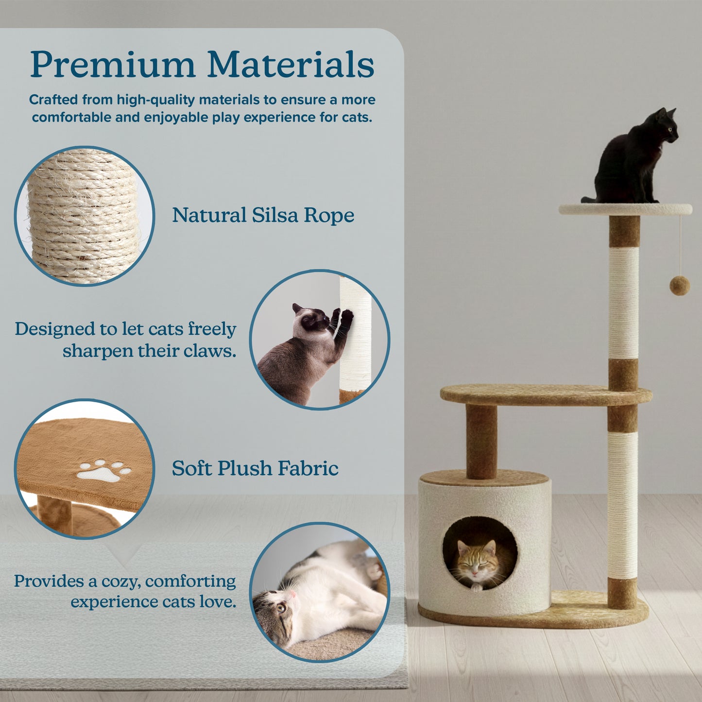 3-Tier Cat Tower with Scratch Posts