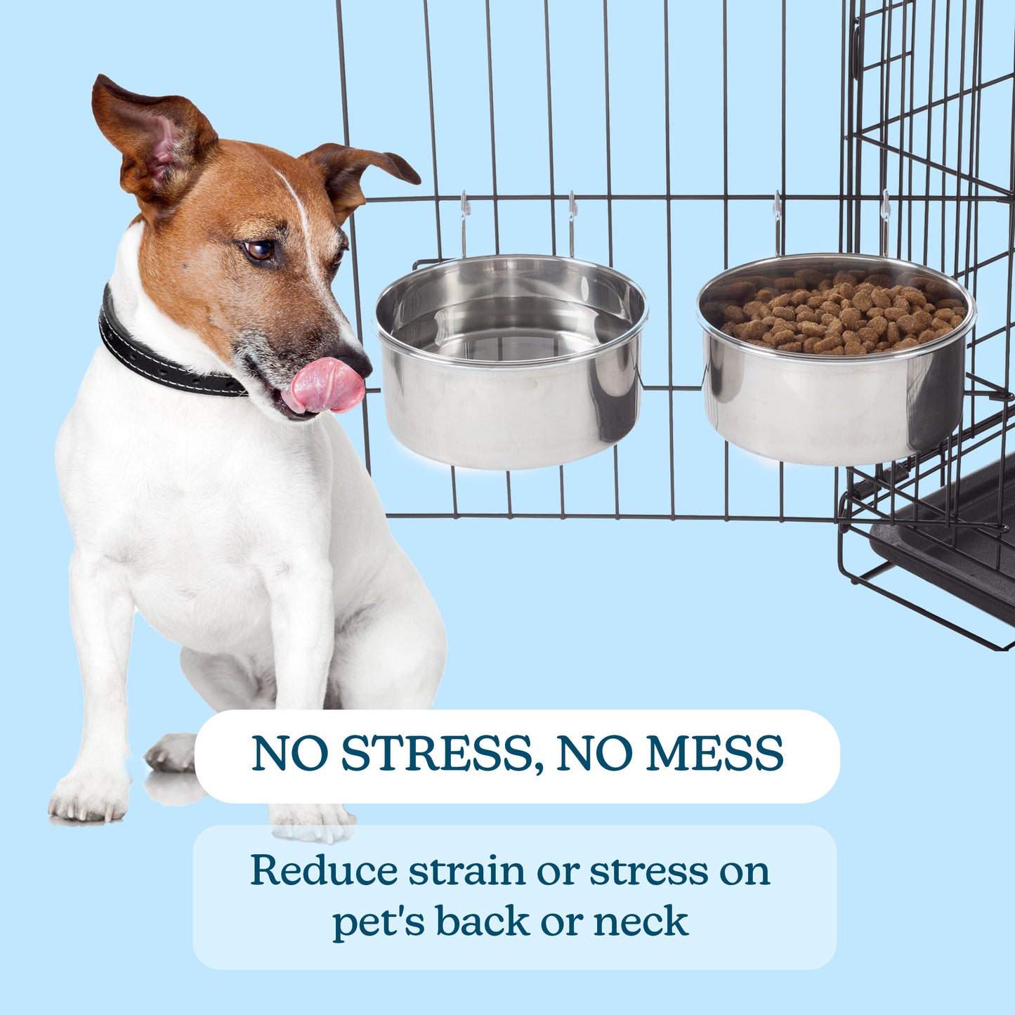 Stainless-Steel Hanging Dog Bowl Set