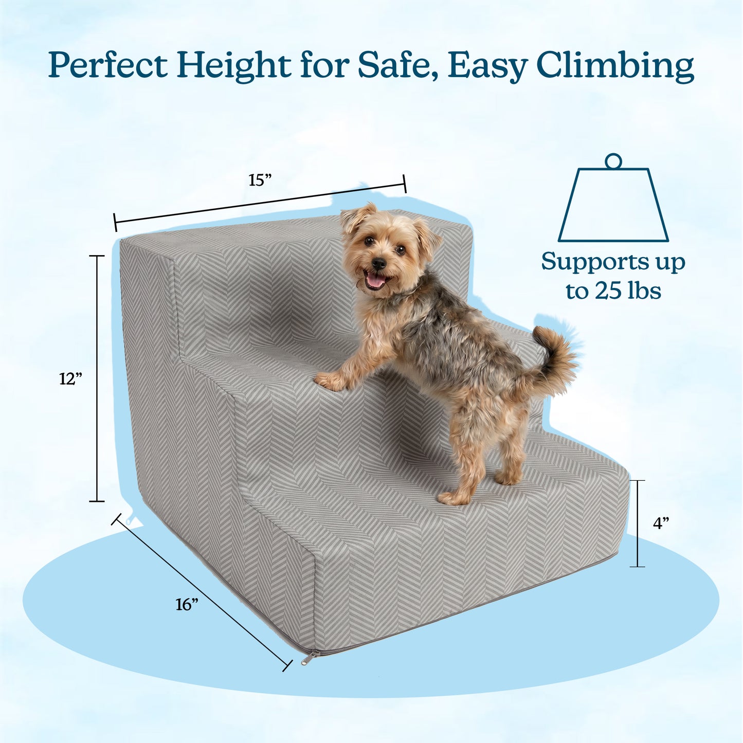 3-Step Nonslip Foam Pet Staircase