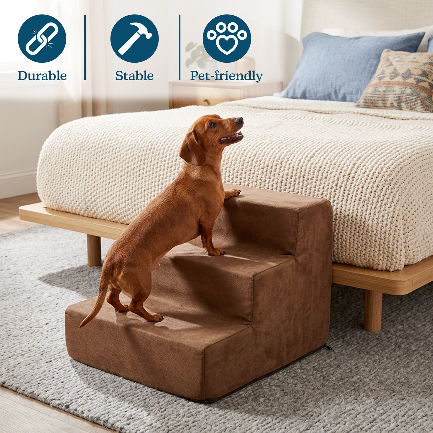 3-Step Nonslip Foam Pet Staircase