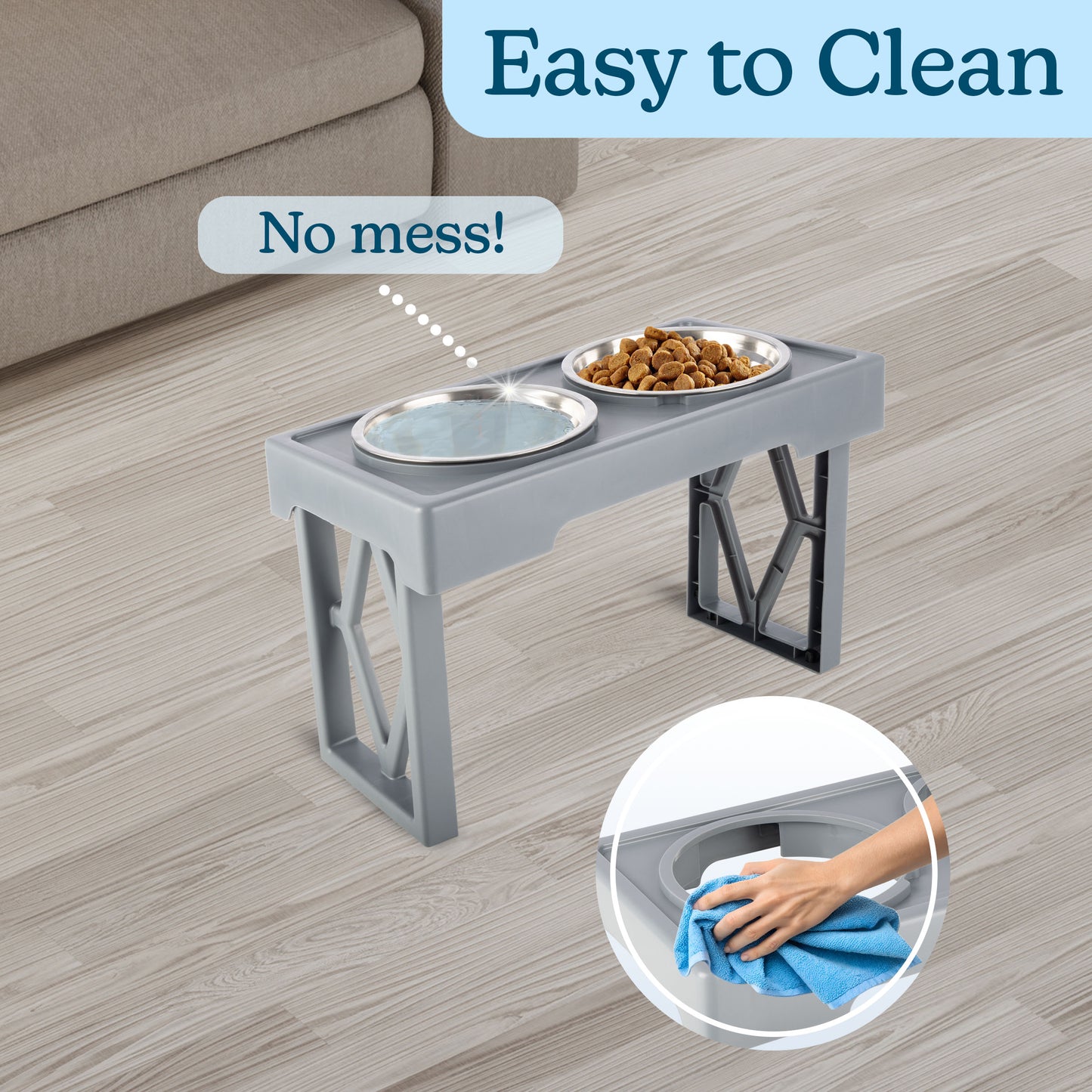 Grepow Adjustable Raised Dog Bowl Stand, Gray
