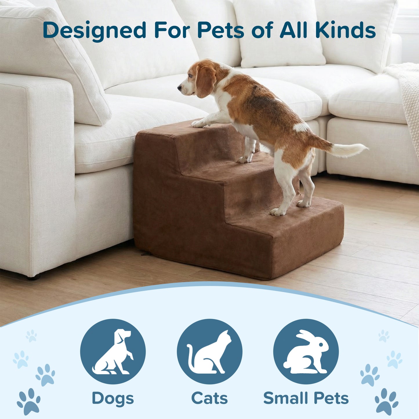 3-Step Nonslip Foam Pet Staircase