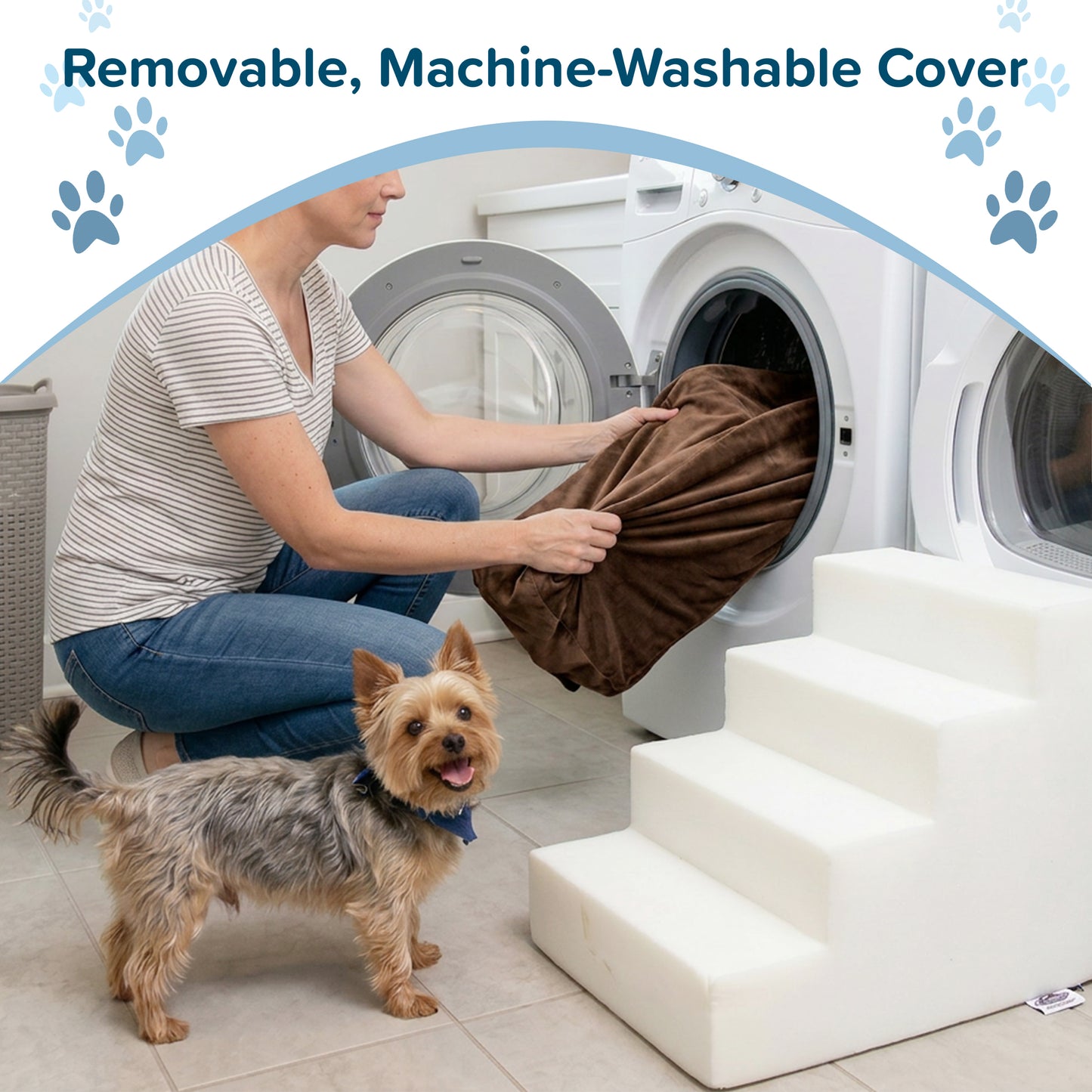 PETMAKER Foam Dog Stairs for Small Pets, Brown