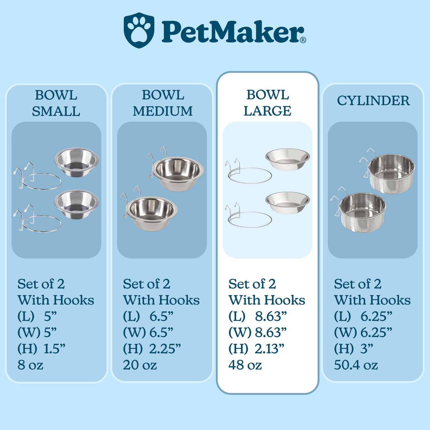 Stainless-Steel Hanging Dog Bowl Set