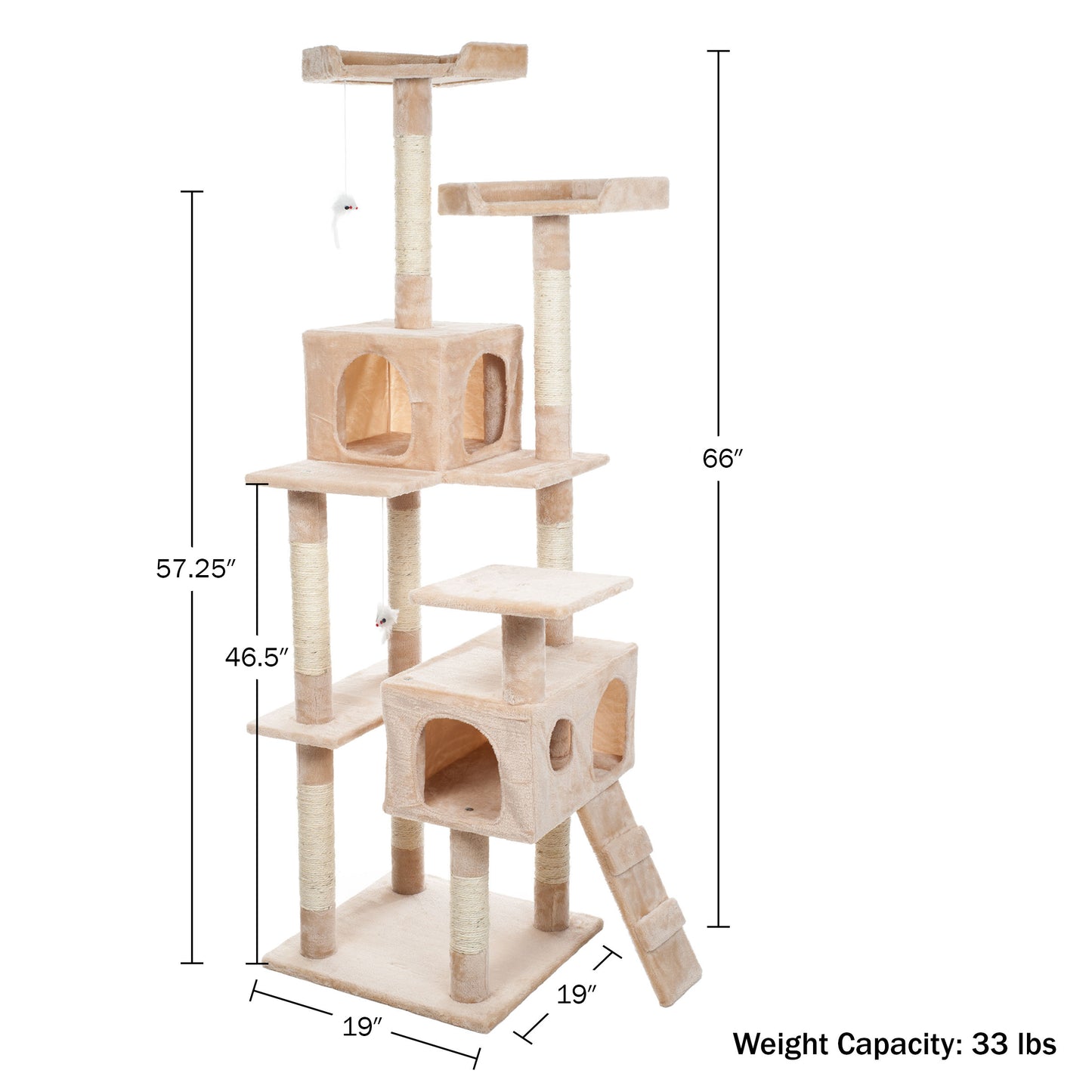 Pet Adobe 5.5FT Cat Tree with Scratch Posts, Beige