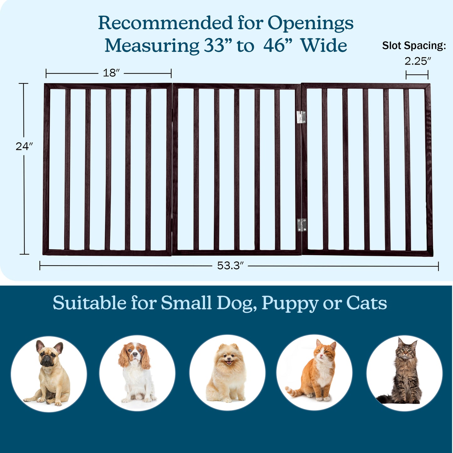 PETMAKER 3-Panel Foldable Pet Gate, Brown