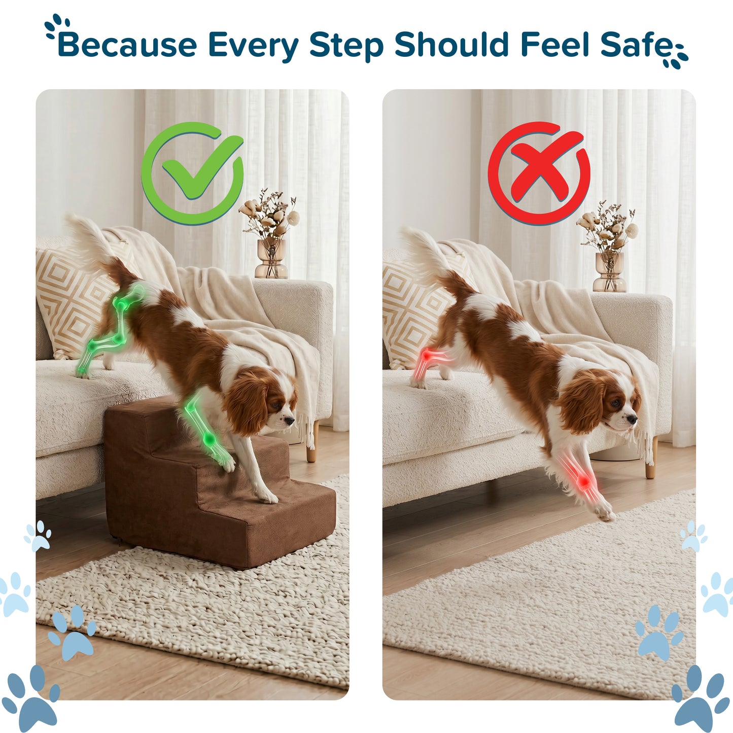 3-Step Nonslip Foam Pet Staircase