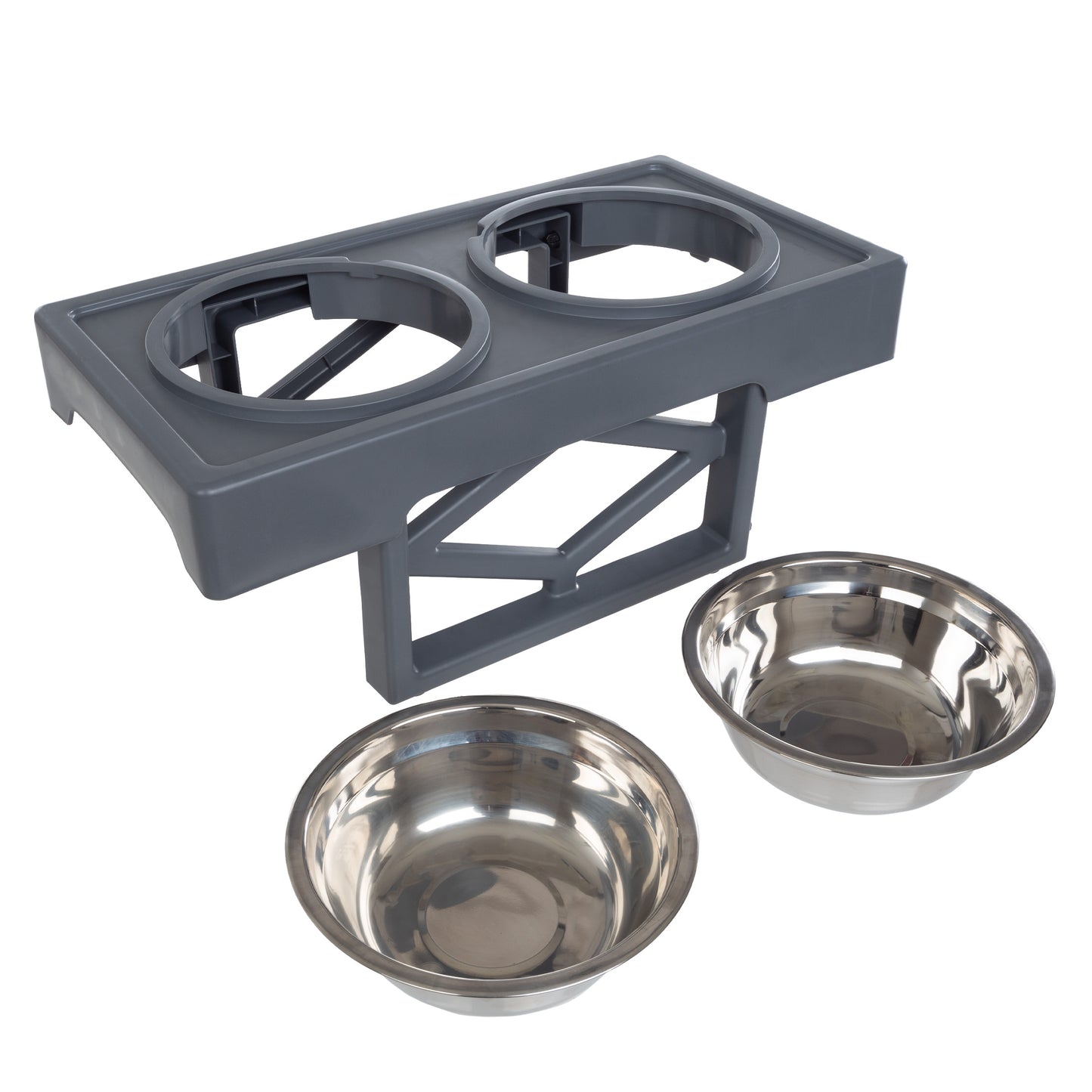 2 Dog Bowls with Adjustable Stand