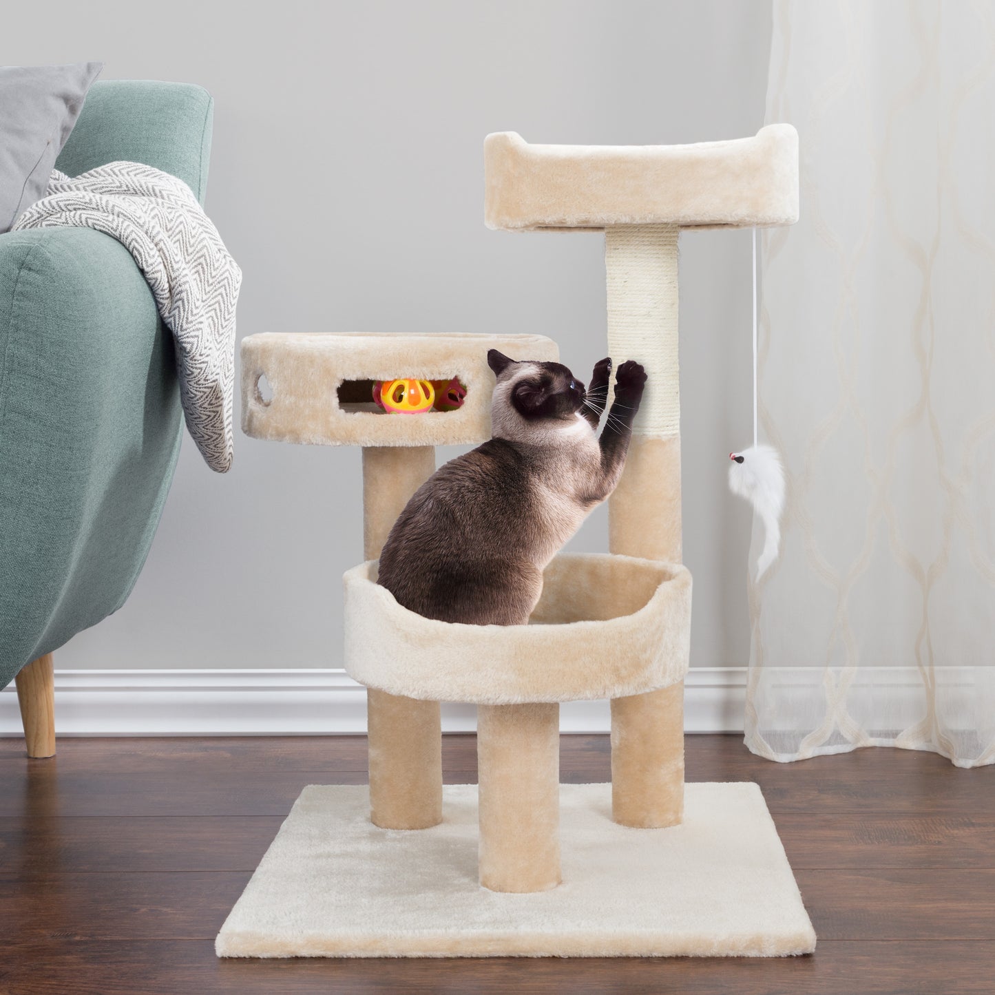 PETMAKER Cat Tree with Interactive Cheese Wheel