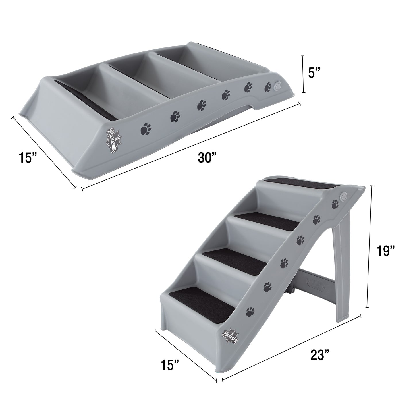 PETMAKER 4-Step Foldable Dog Stairs, Gray