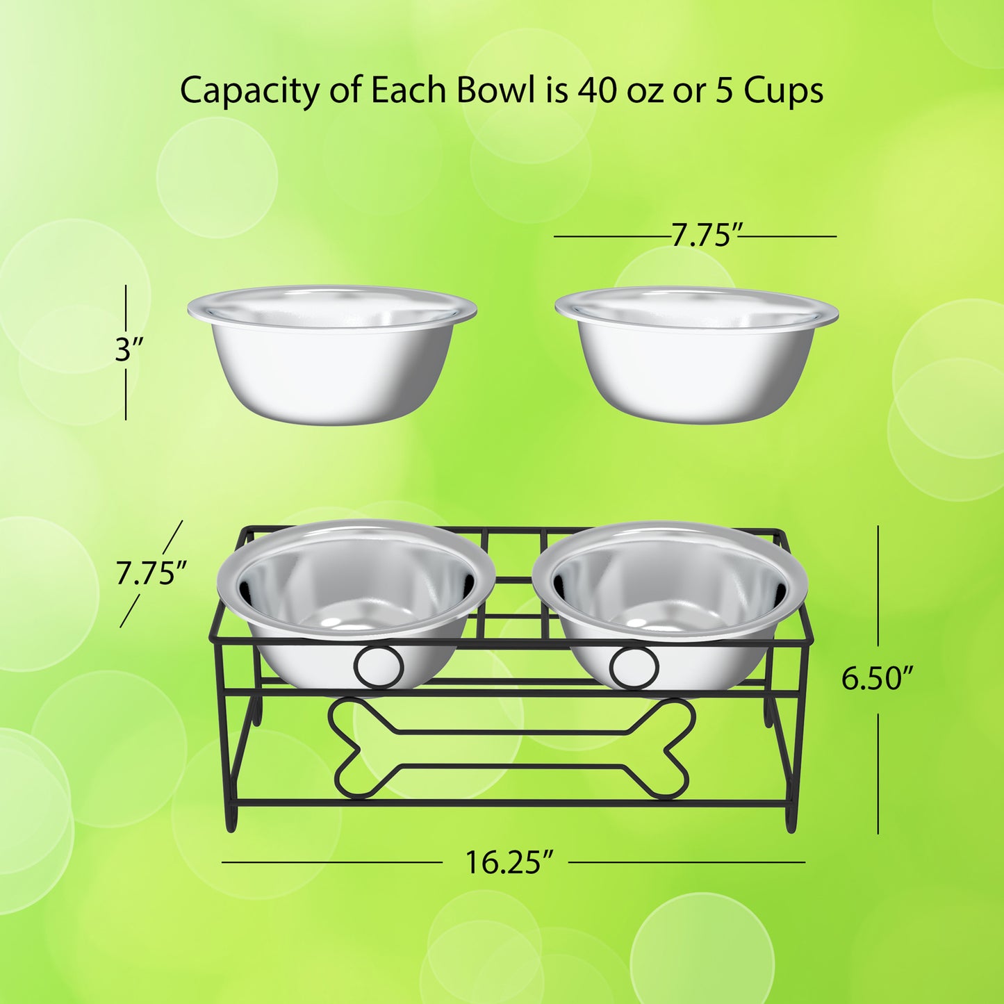 Elevated Dog Feeder with Two Bowls
