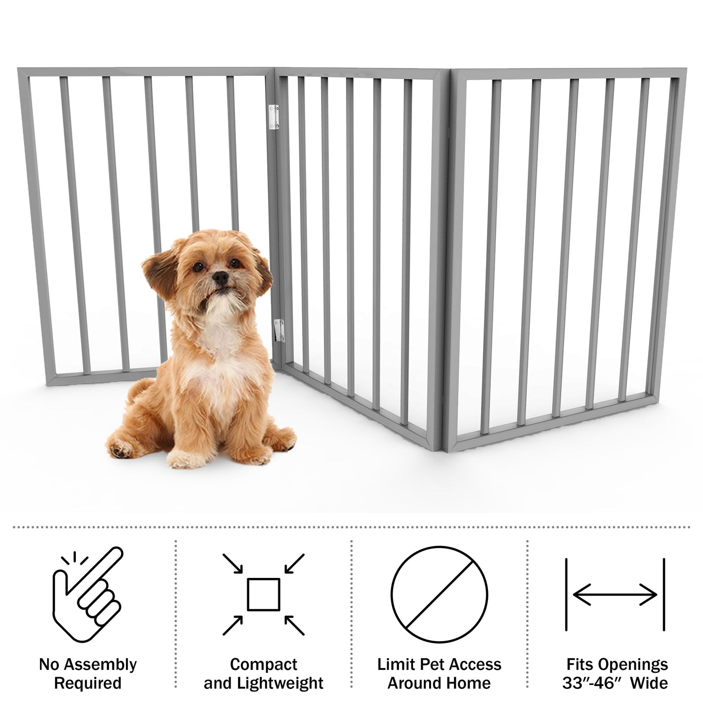 PETMAKER 3-Panel Indoor Foldable Pet Gate, Gray
