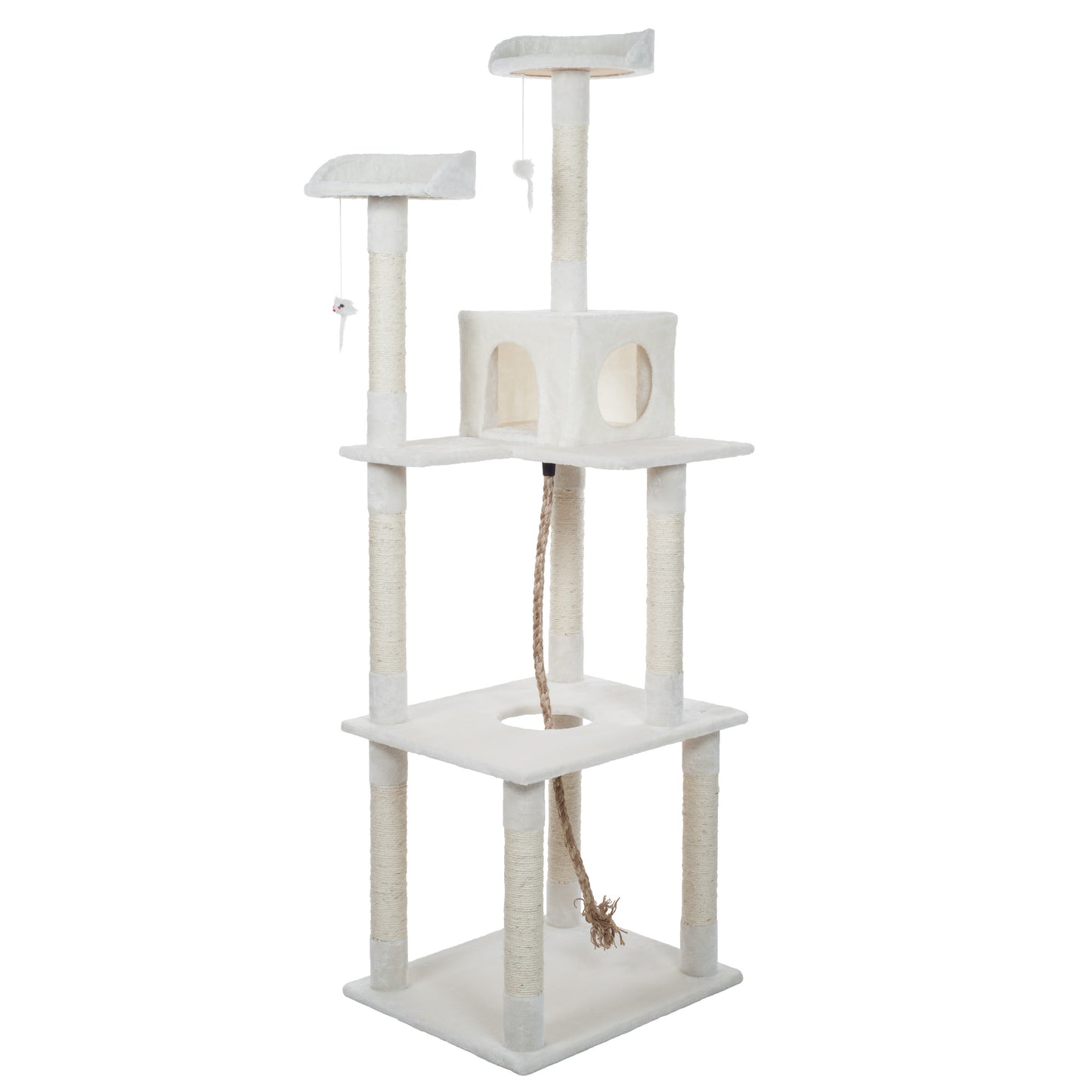 PETMAKER 6FT Cat Tree with Scratch Posts, Ivory