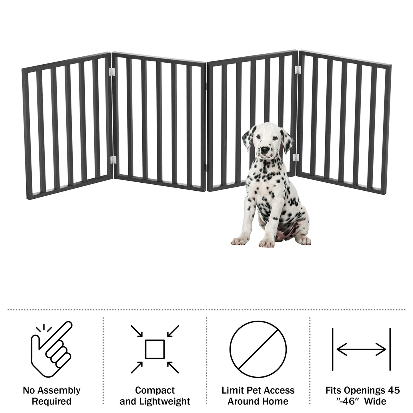 PETMAKER 4-Panel Indoor Foldable Pet Gate, Black