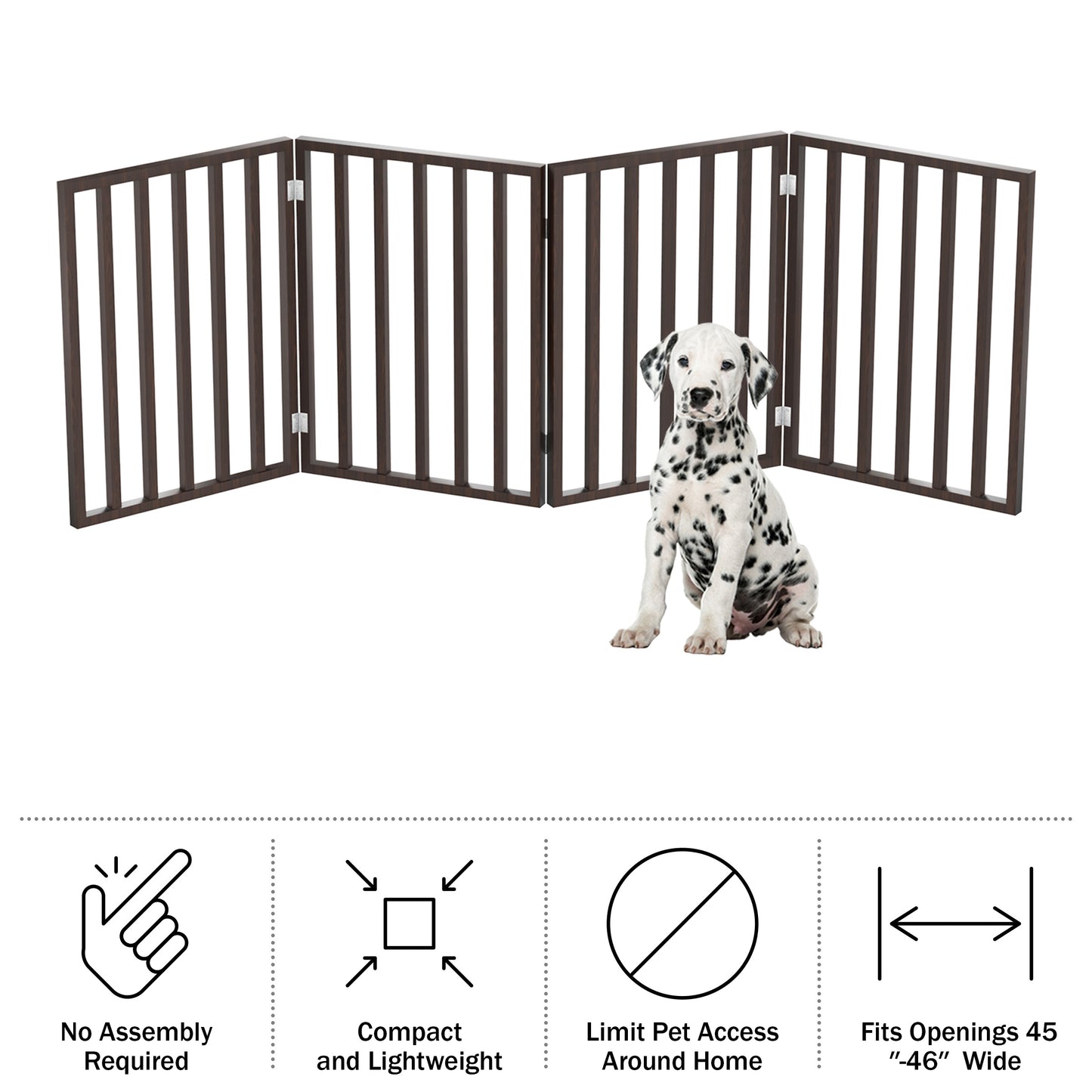 PETMAKER 4-Panel Indoor Foldable Pet Gate, Brown