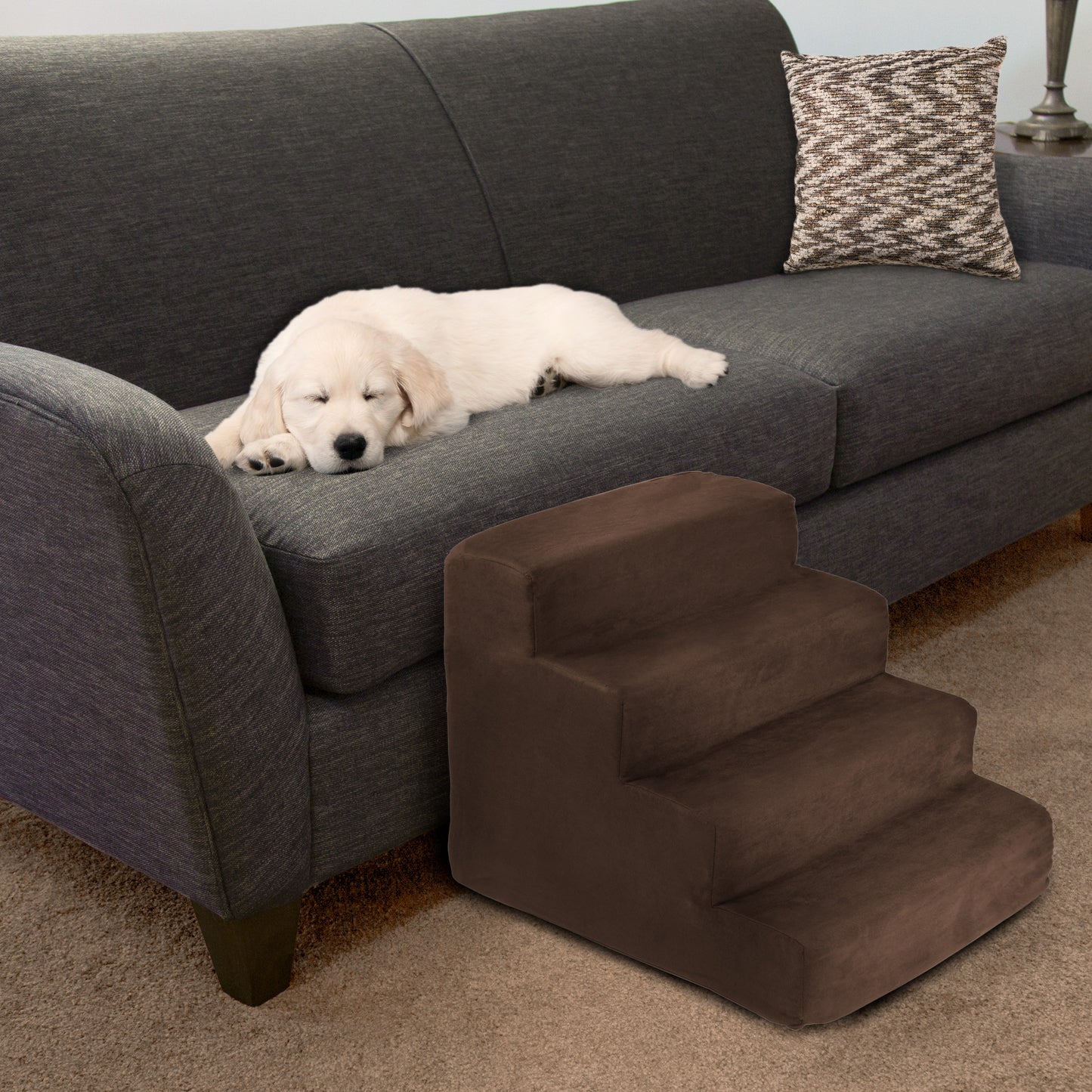 PETMAKER Foam Dog Stairs for Small Pets, Brown