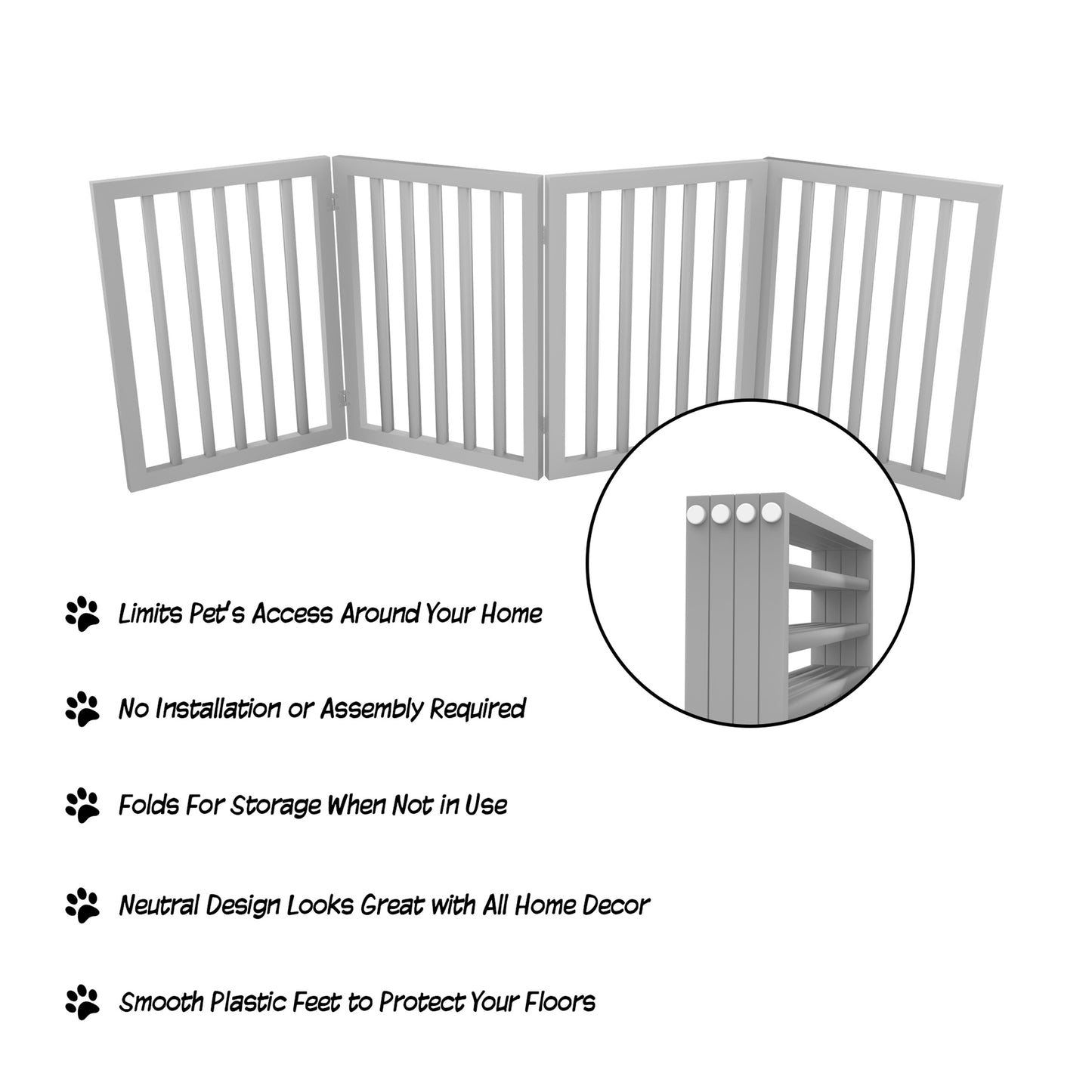 PETMAKER 4-Panel Indoor Foldable Pet Gate, Gray