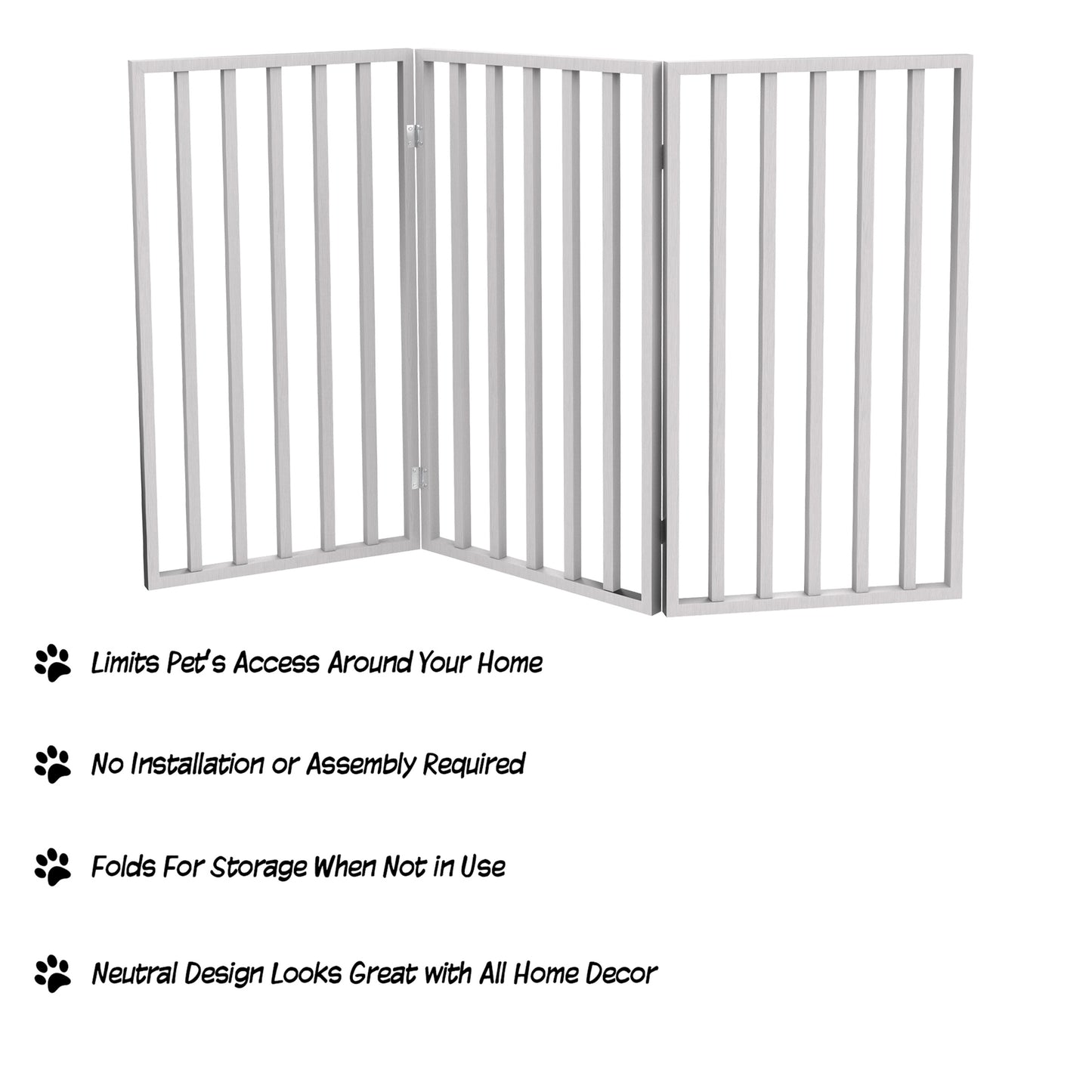 PETMAKER 3-Panel Indoor Foldable Pet Gate, White