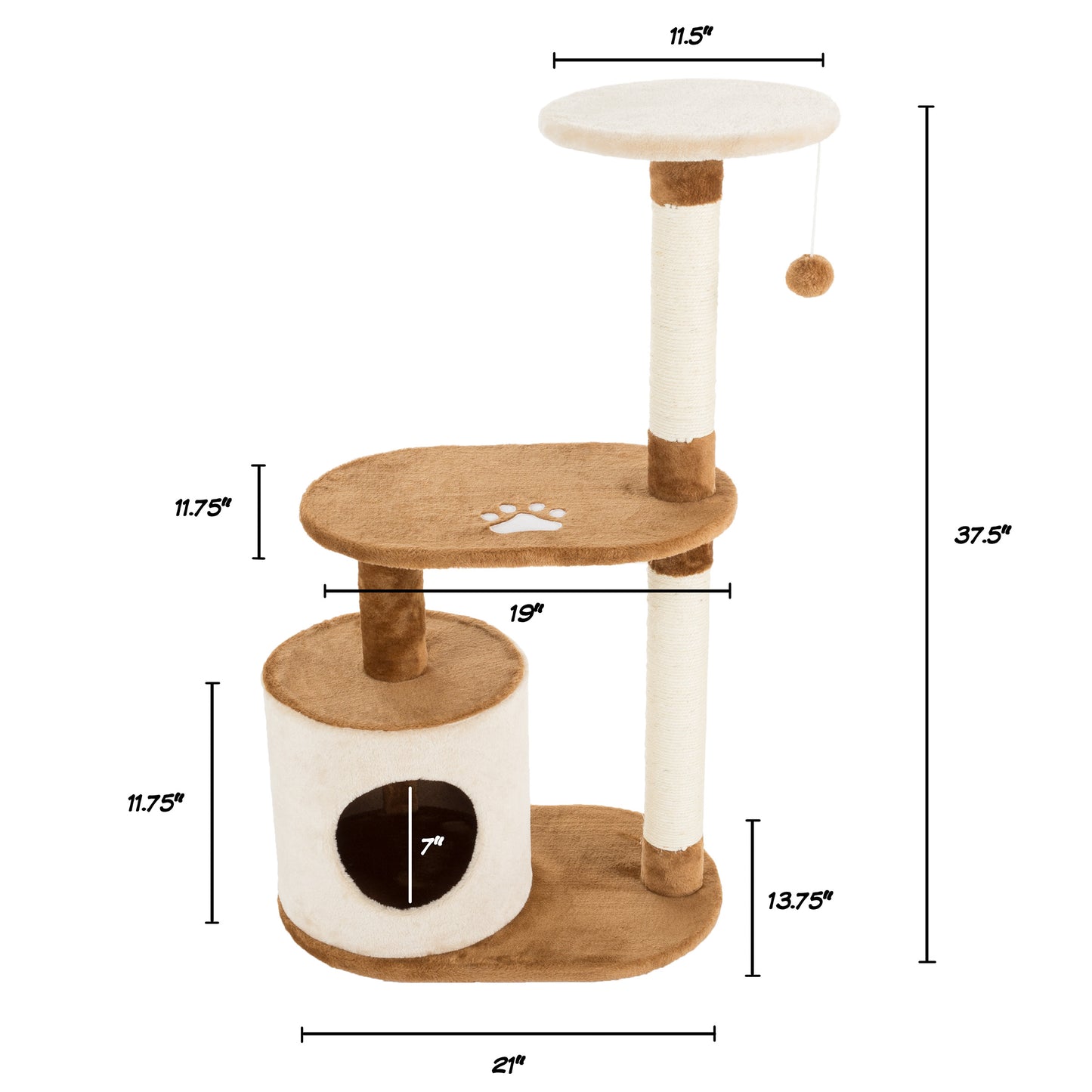 3-Tier Cat Tower with Scratch Posts