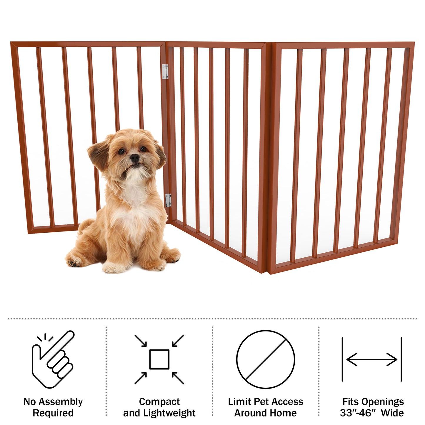 PETMAKER 3-Panel Foldable Pet Gate, Mahogany