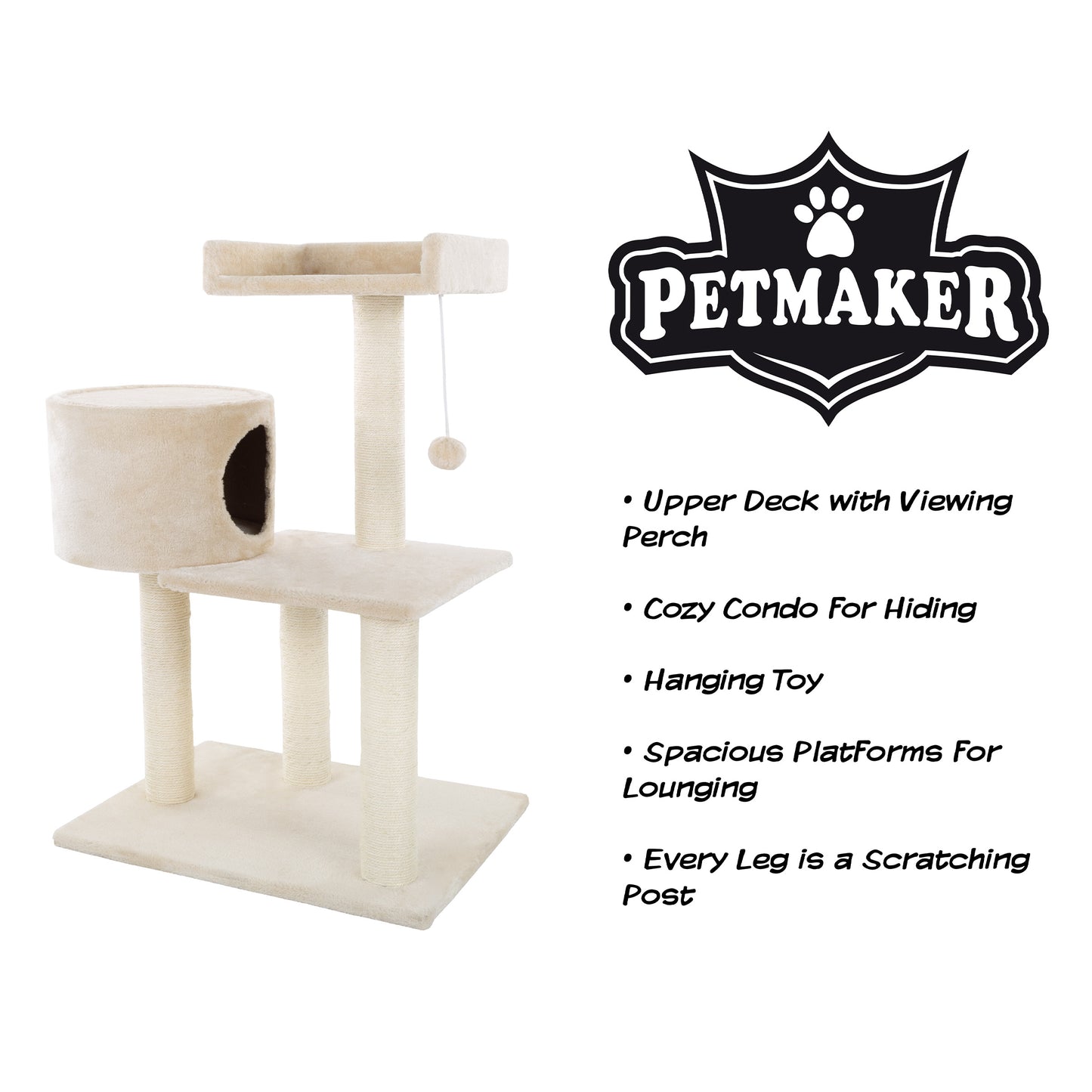 3-Tier Cat Tree With Condo And Scratching Posts
