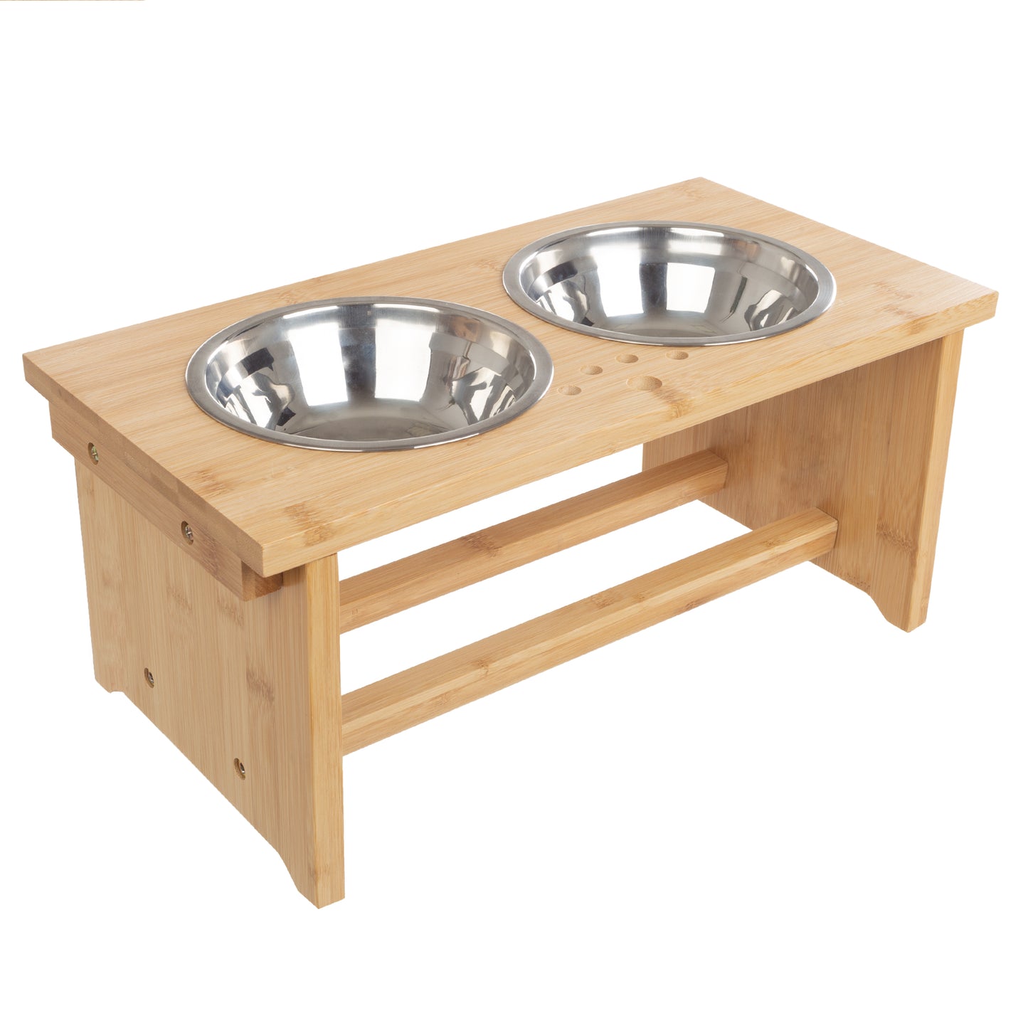 Vantic Elevated Dog Bowls-Adjustable Raised Dog Bowls for Large Dogs Medium Sized Dogs, Durable Bamboo Dog Bowl Stand with 2 Stainless Steel Bowls