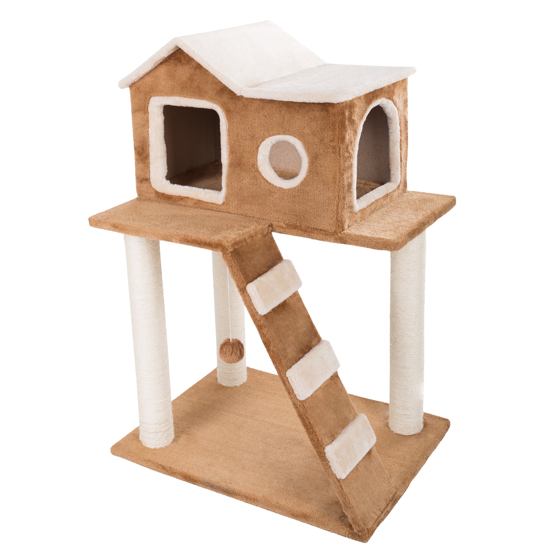 Petmaker 3 Tier Cat Tree- Plush Multilevel Cat Tower with Scratching Posts, Climbing Cat