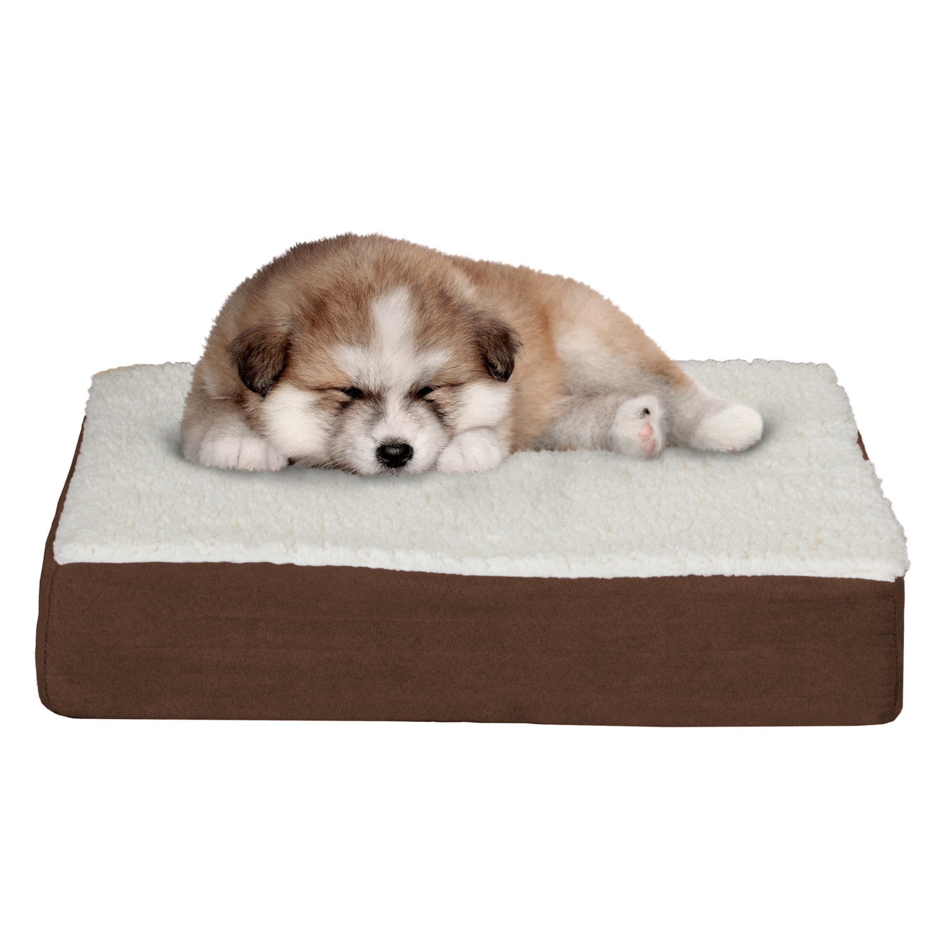 Petmaker Orthopedic Sherpa Top Pet Bed, Brown, Small