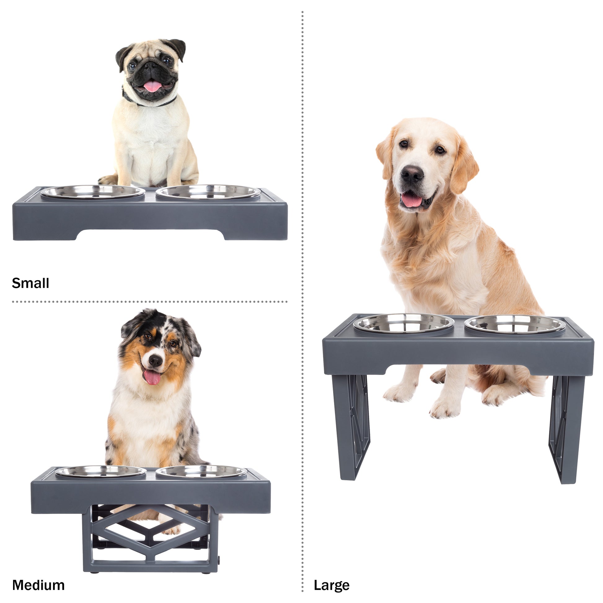 PAWFECT PETS Adjustable Height Elevated Raised Dog Bowl Stand with